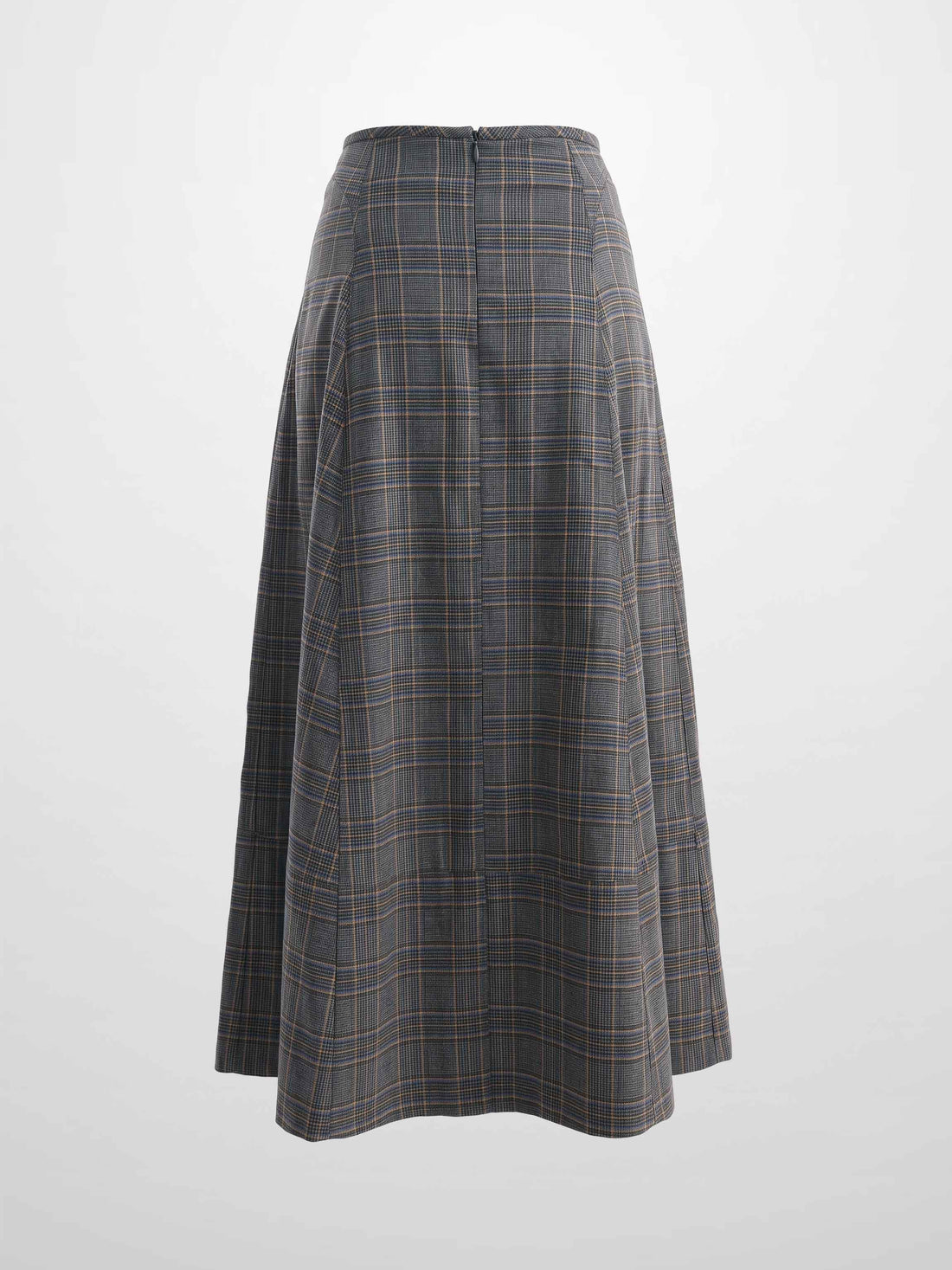 Seamed Flare Skirt - Grey Plaid