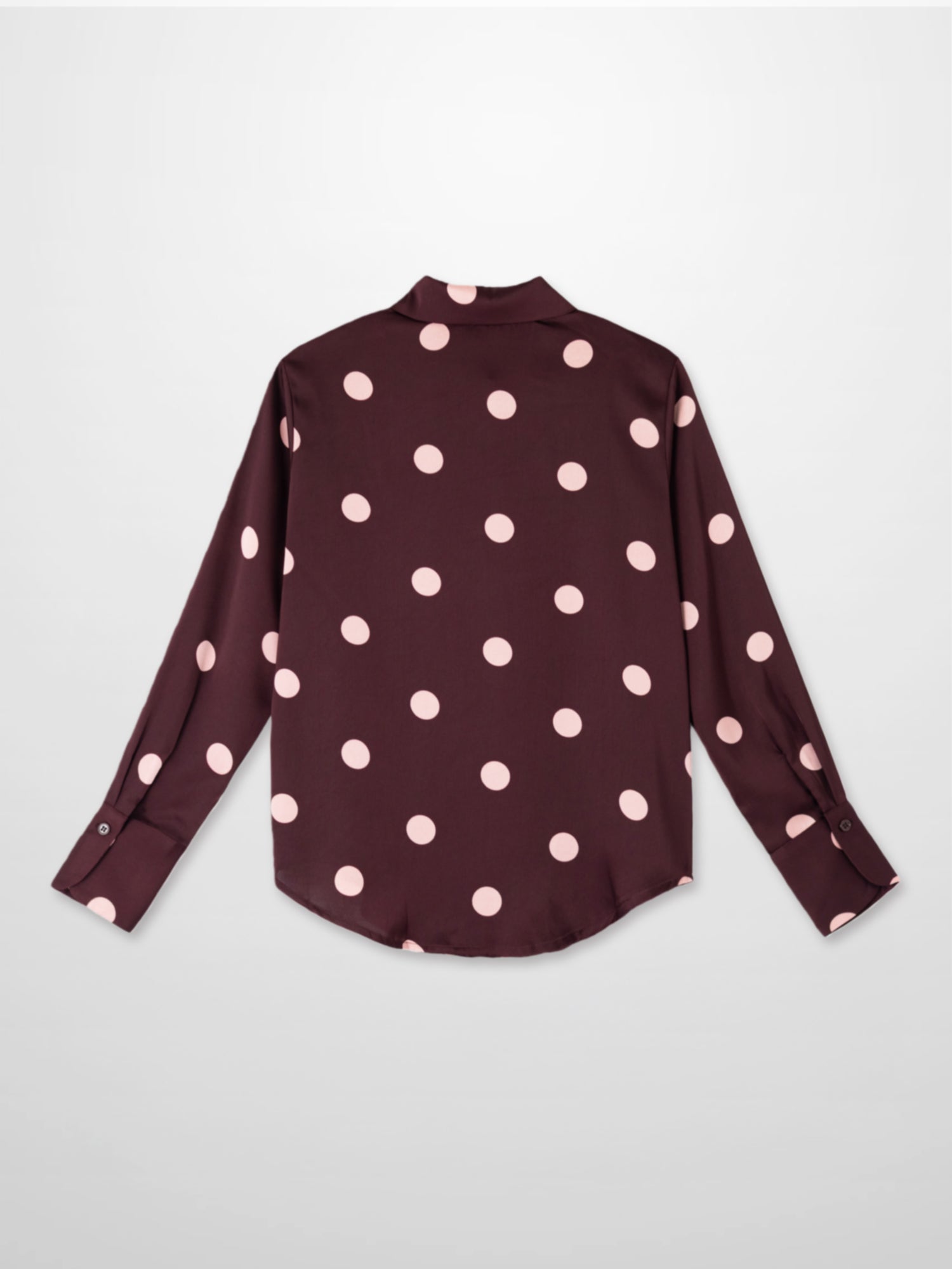 Oversized Satin Blouse-Burgundy/Cream Polka Dot