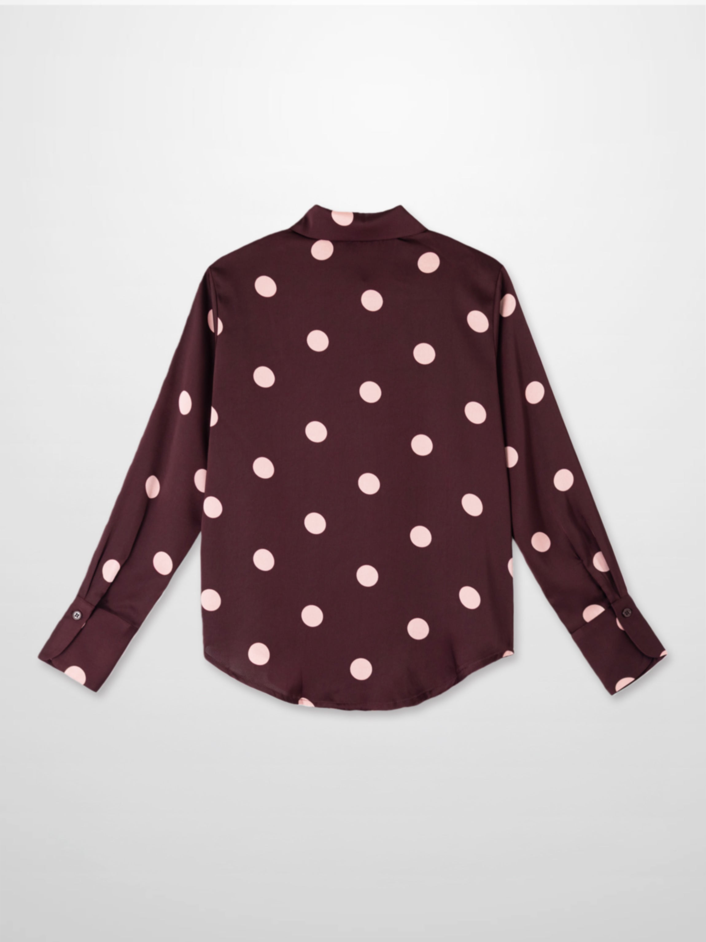 Oversized Satin Blouse-Burgundy/Cream Polka Dot