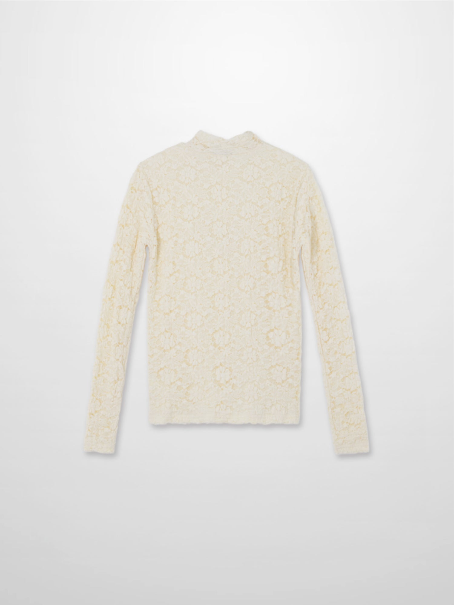 Lace Mock Neck Turtleneck-Bone