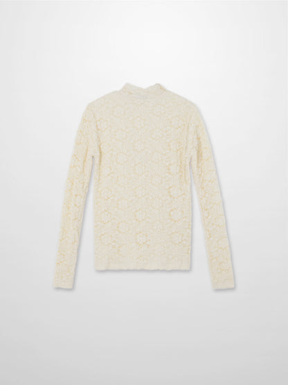 Lace Mock Neck Turtleneck-Bone