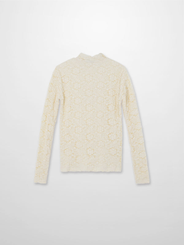 Lace Mock Neck Turtleneck-Bone
