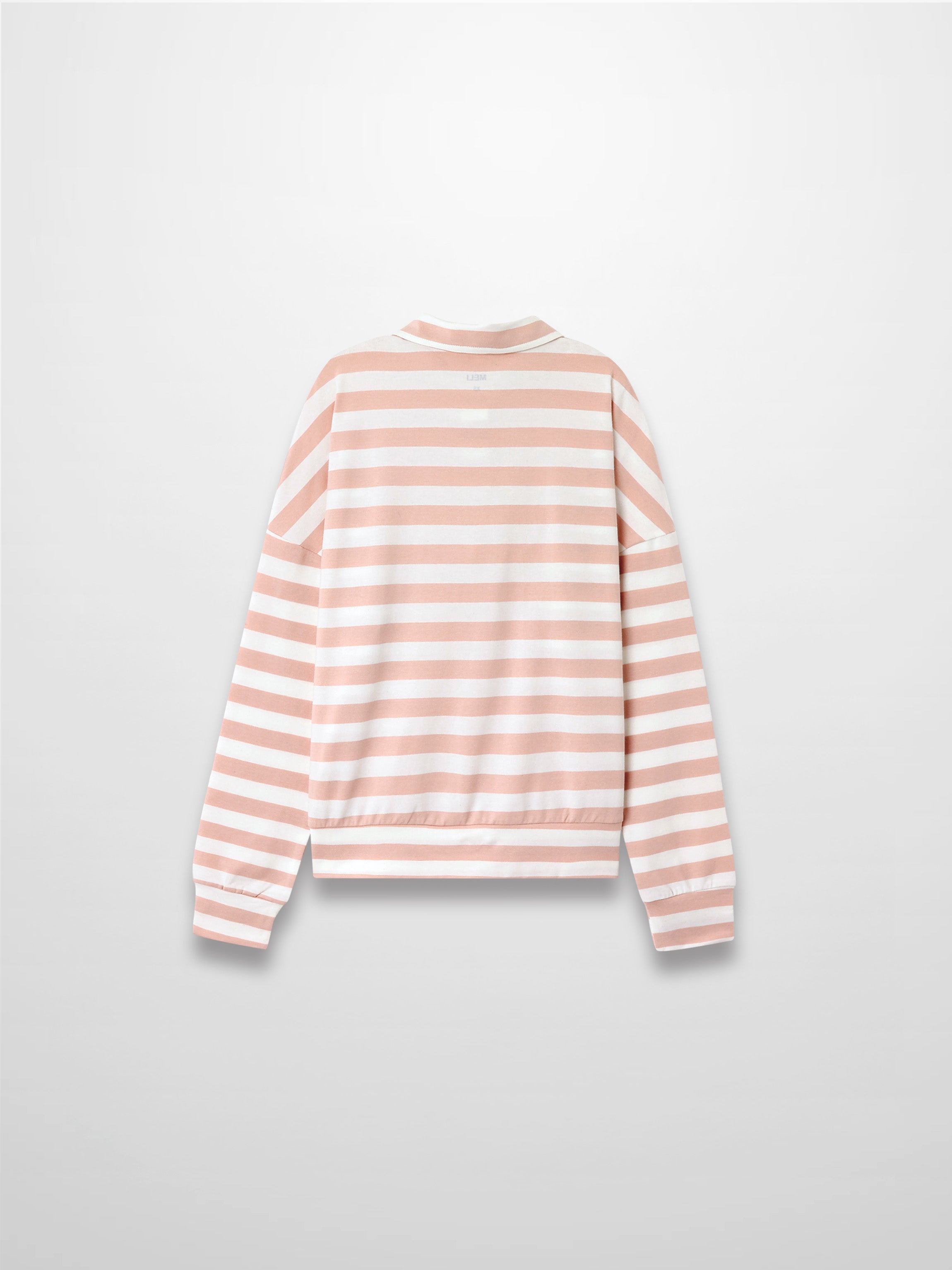 Striped Collar Bomber Tee-Tan/White