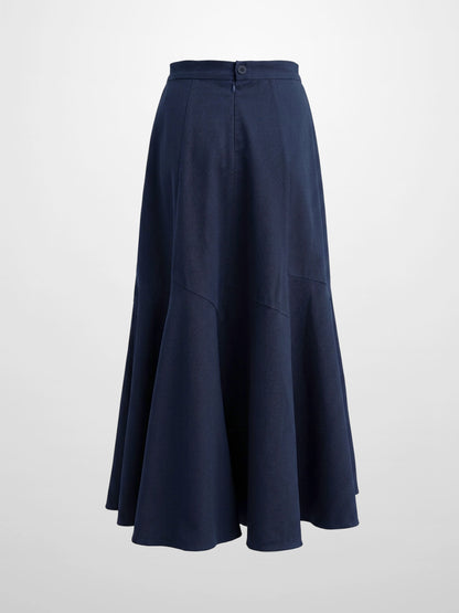 Twill Trumpet Skirt-Navy