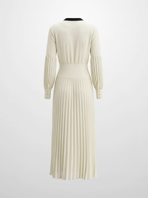 Mini Pleat Yoke Dress - Cream