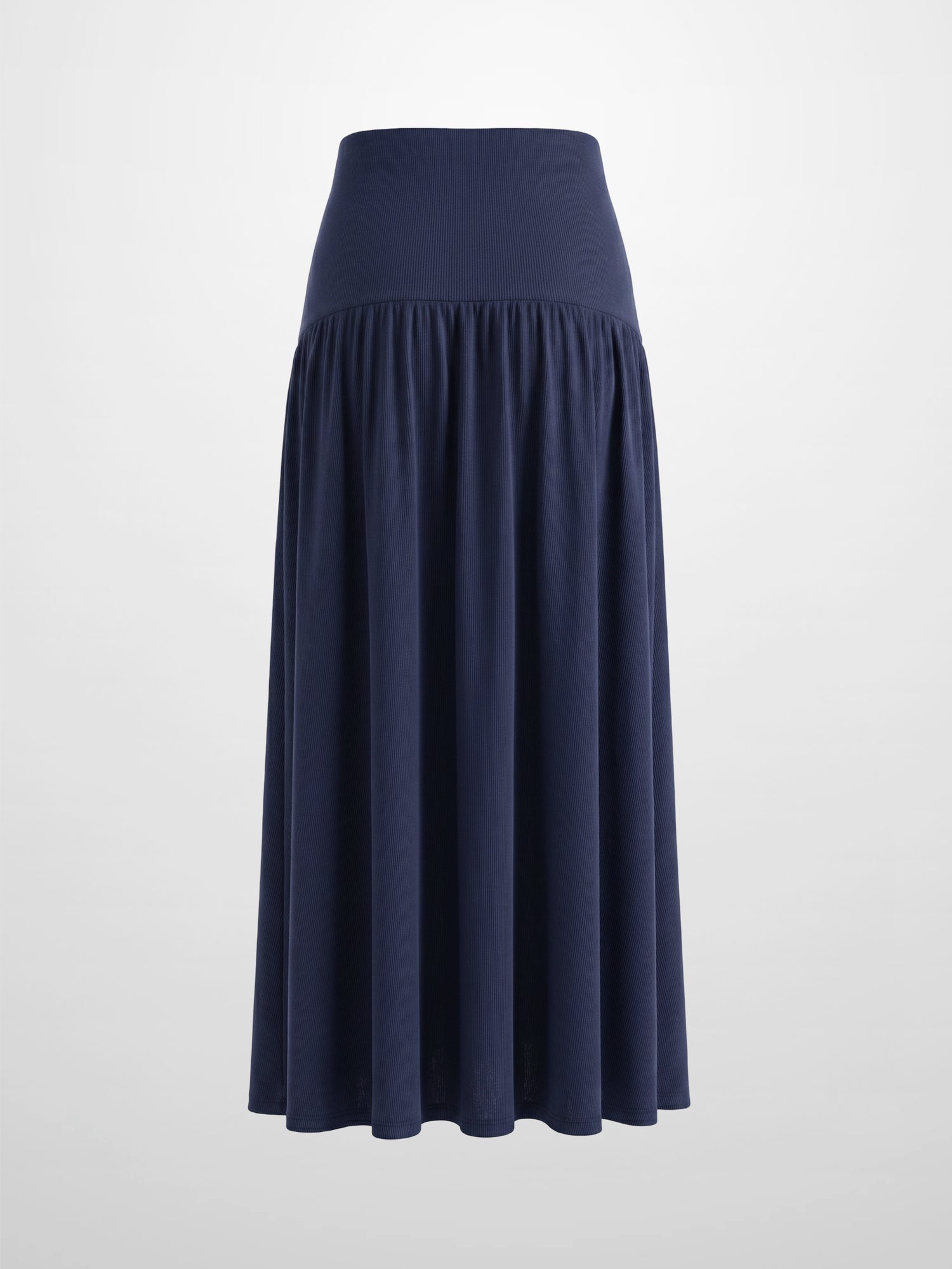 T-Shirt Ribbed Yoke Skirt-Navy