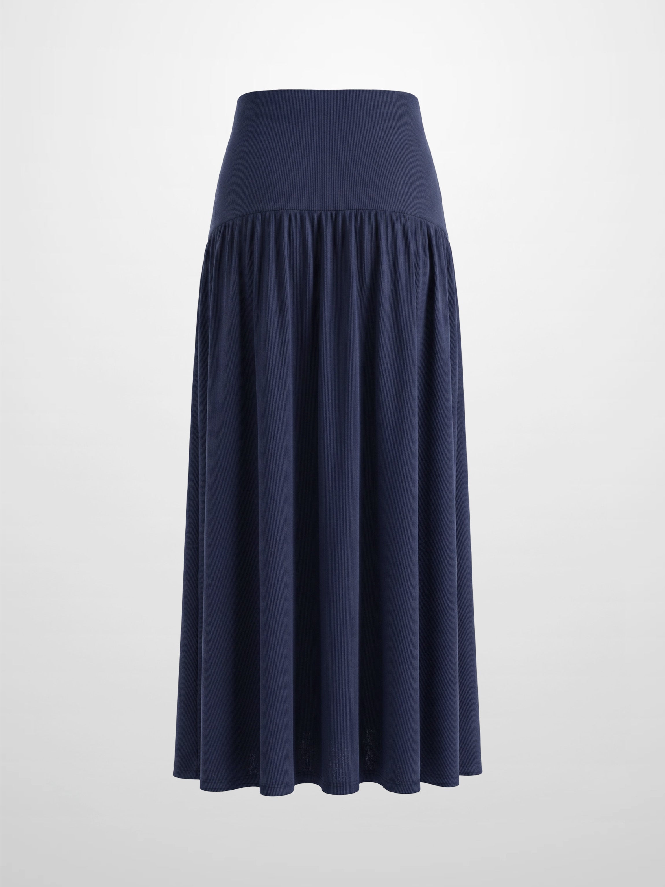 T-Shirt Ribbed Yoke Skirt-Navy