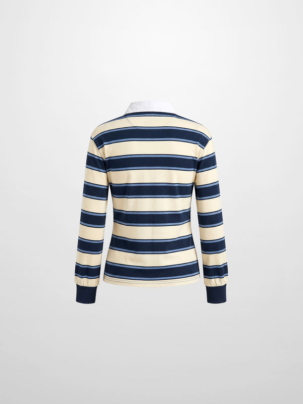 Wide Stripe Rugby T-Shirt-Navy Stripe
