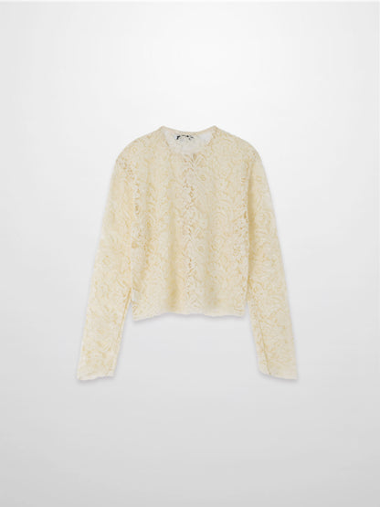 Lace Button Down Cardigan Top-Cream