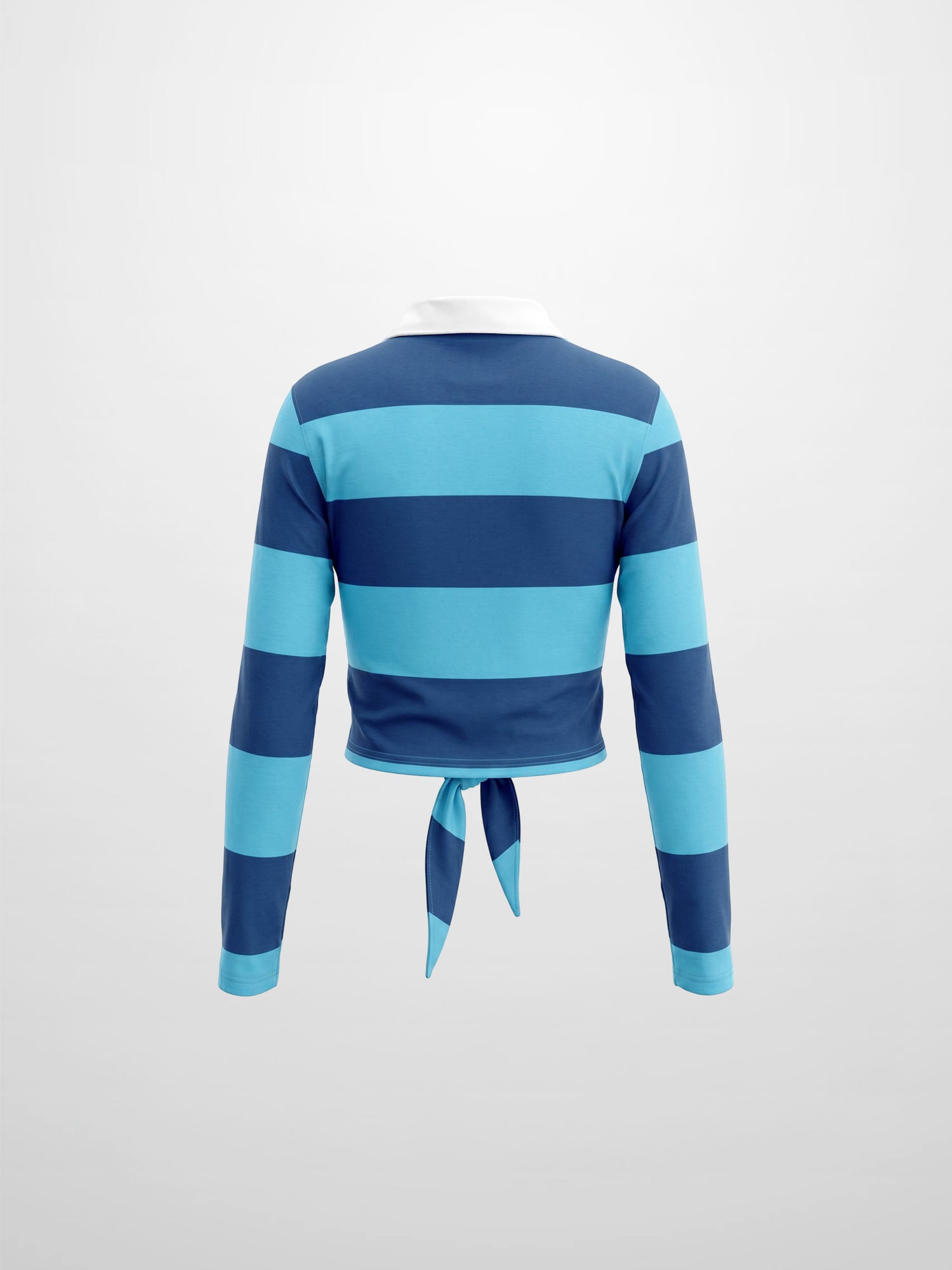 Striped Tie Bottom T-Shirt-Blue
