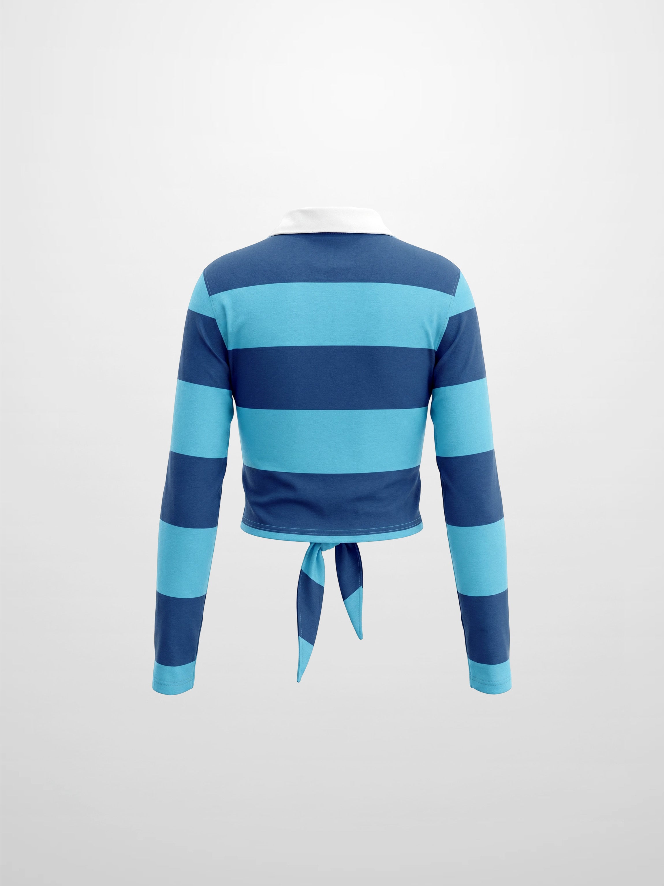 Striped Tie Bottom T-Shirt-Blue