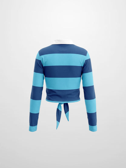 Striped Tie Bottom T-Shirt-Blue