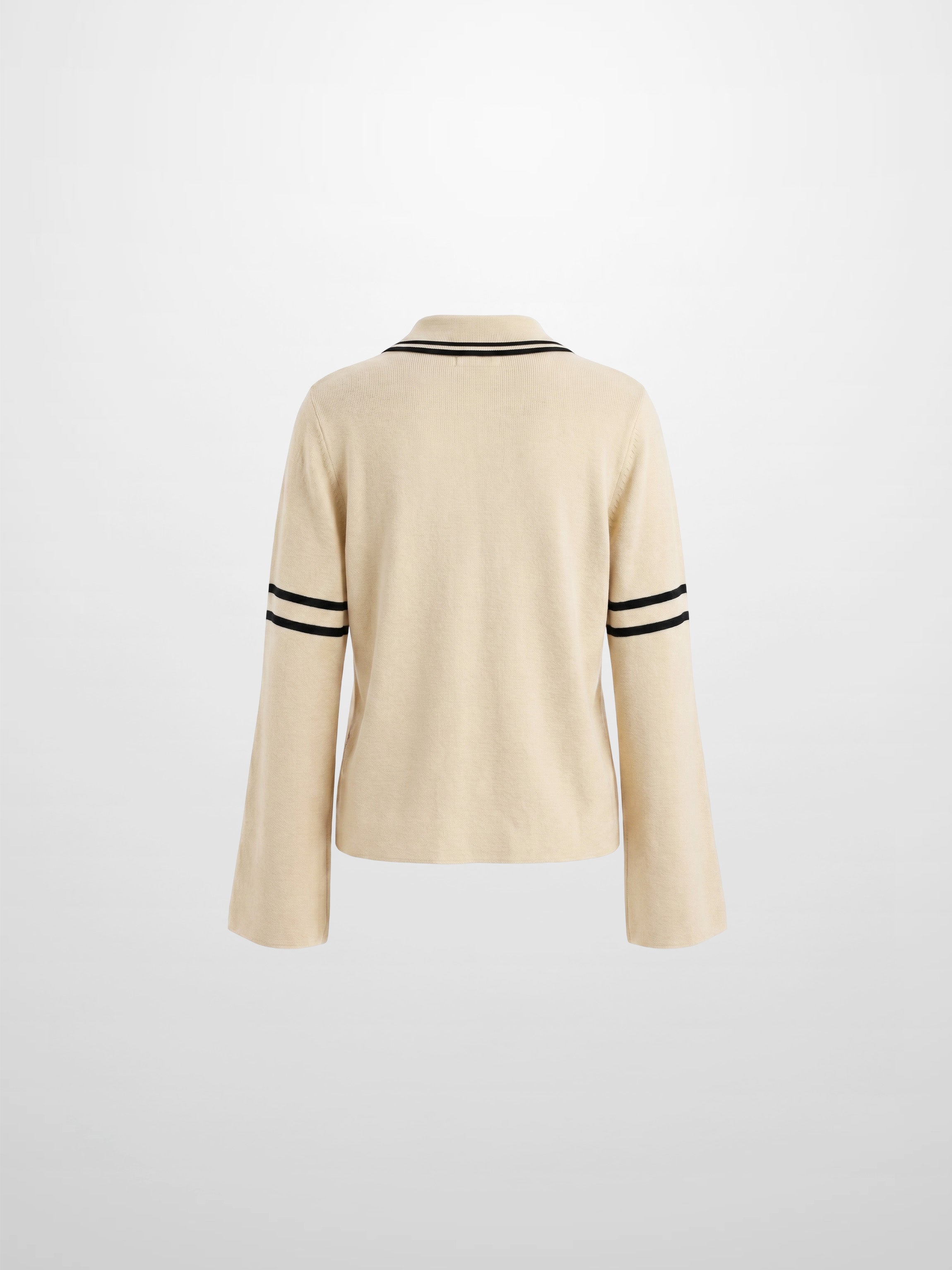 Bell Sleeve Polo-Cream/Black