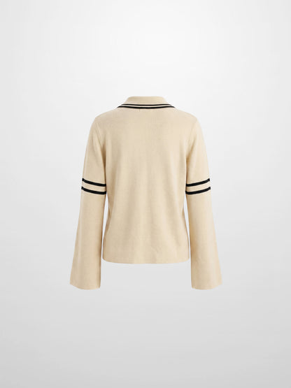 Bell Sleeve Polo-Cream/Black