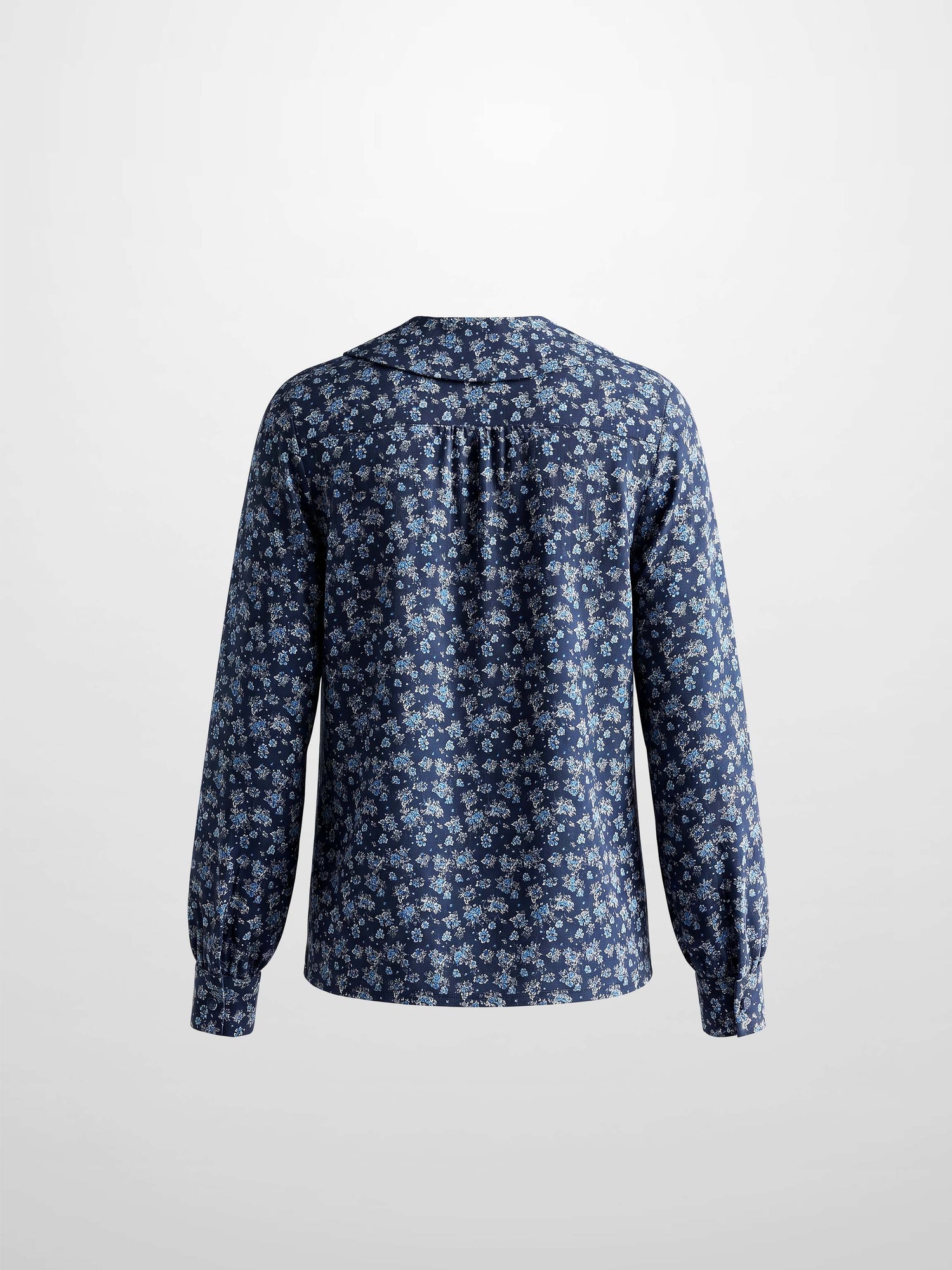 Peter Pan Collar Blouse-Blue Floral
