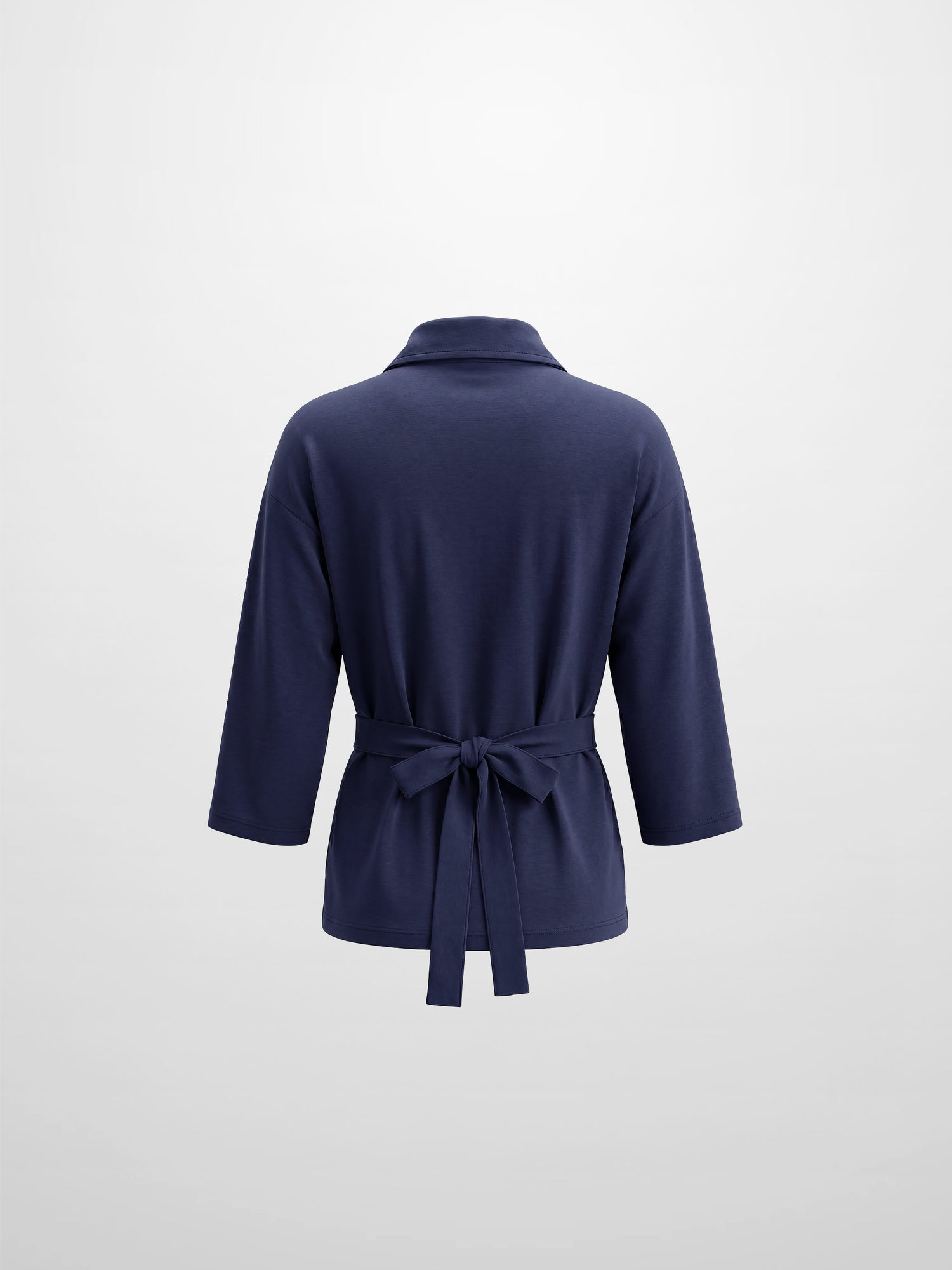 Waist Tie Button Down T-Shirt-Navy