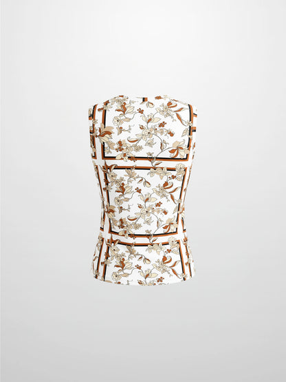 Sleeveless Tee-Windowpane Floral