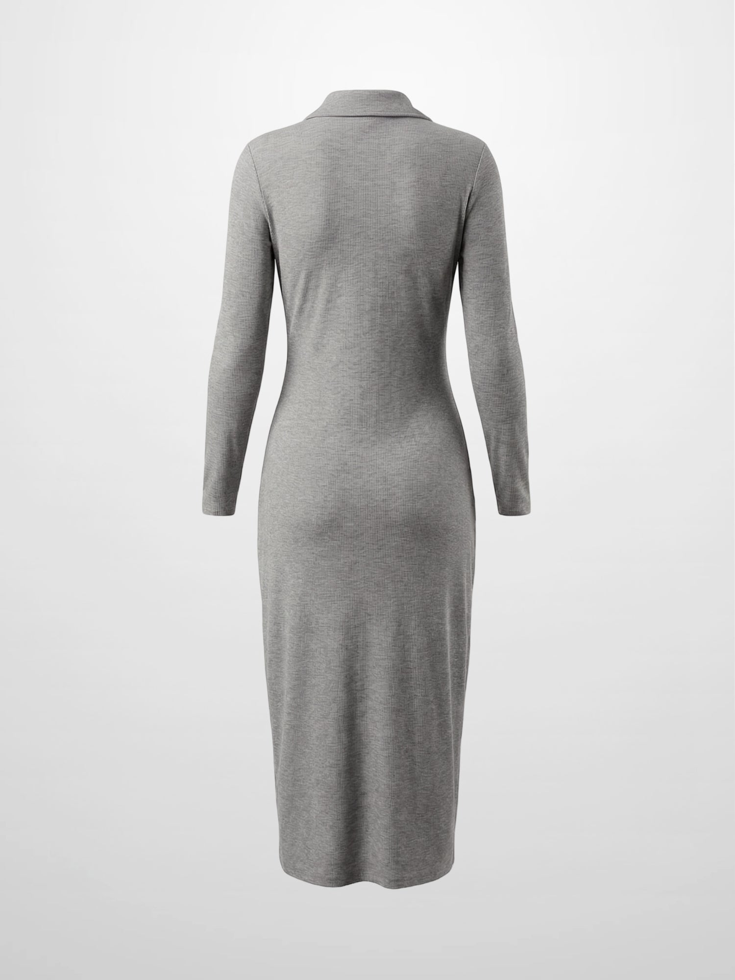 Button Down Ribbed Maxi Dress-Heathered Grey