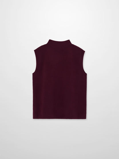 Sleeveless Mock Neck Sweater-Burgundy