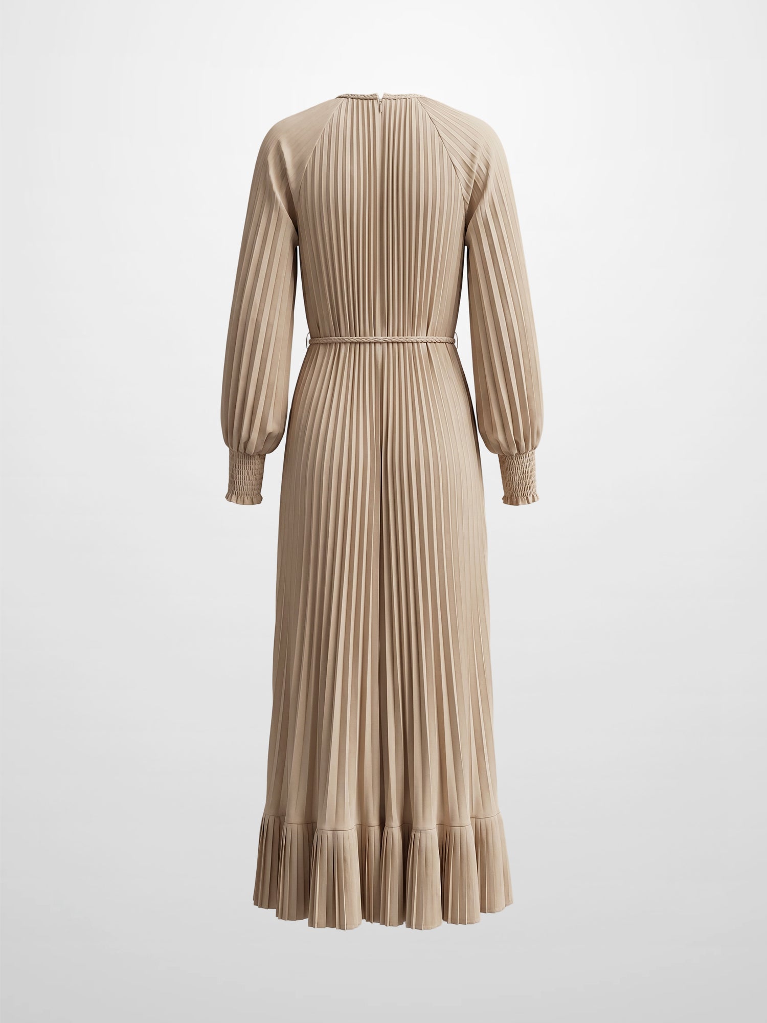Micro Pleat Dress-Tan