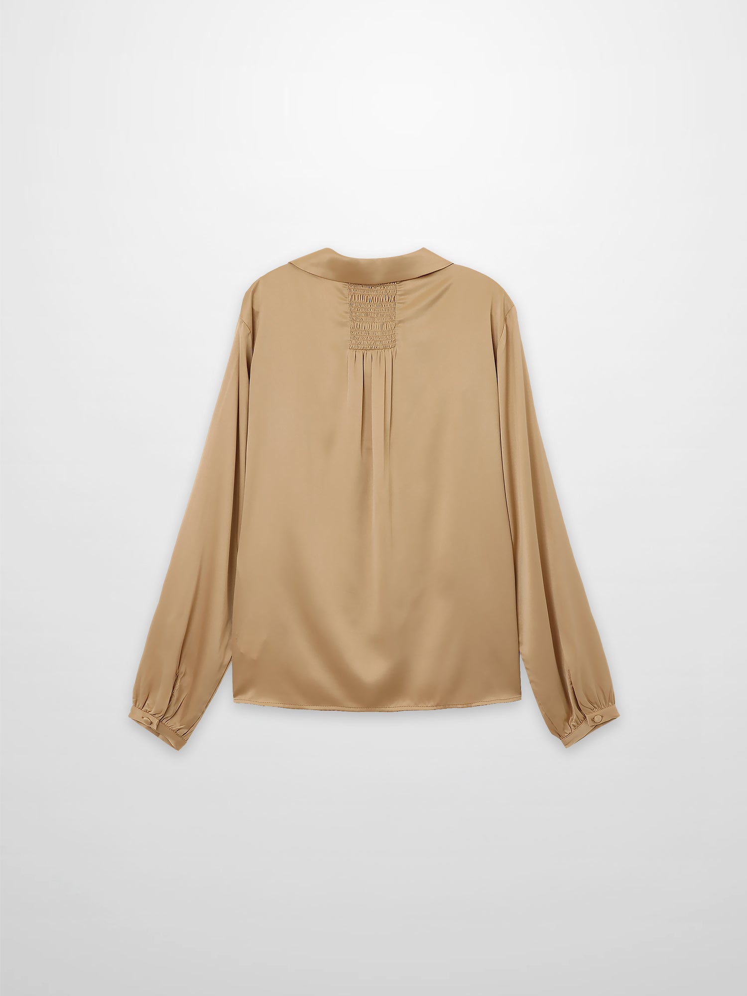 Faux Satin Micro Stitch Blouse-Gold
