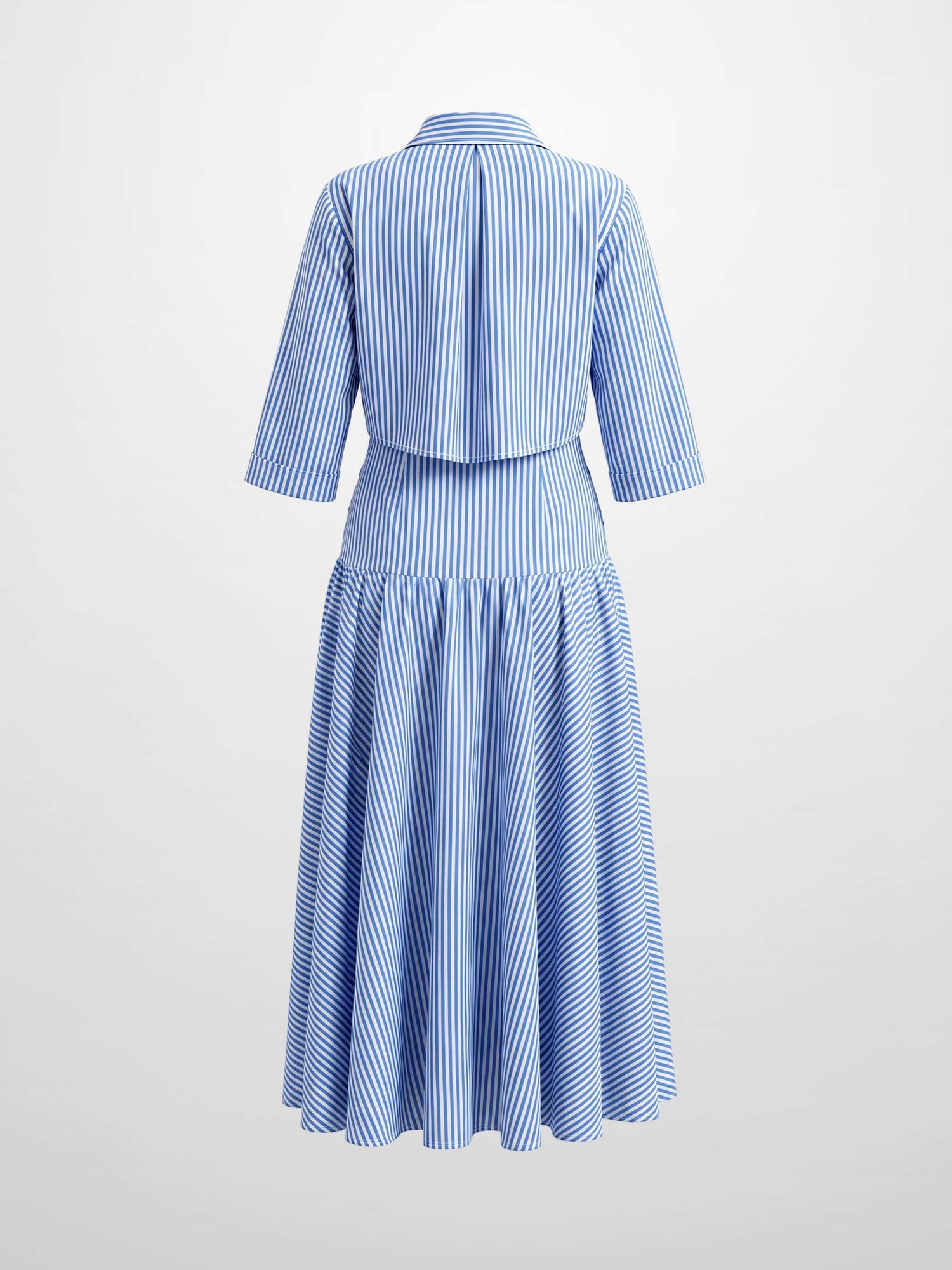 Ruched Knot Dress-Blue/White Stripe