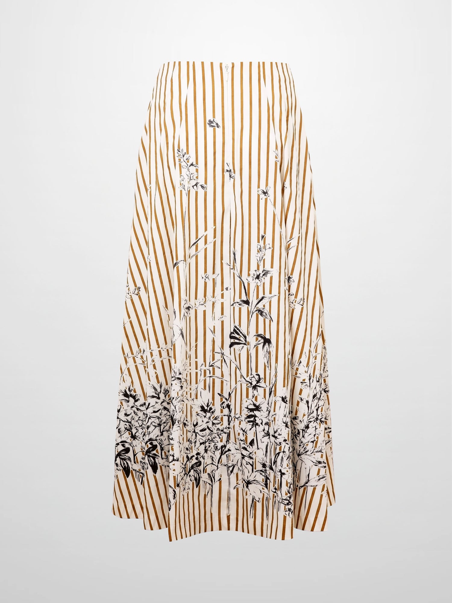 High Waisted Printed Skirt-Brown/Cream Stripe