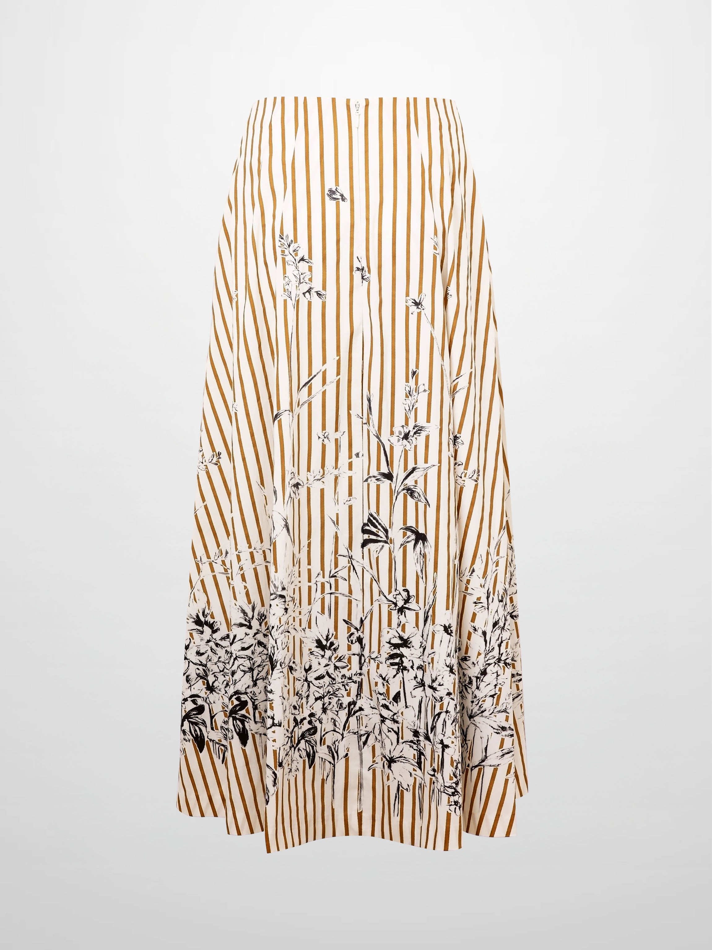 High Waisted Printed Skirt-Brown/Cream Stripe