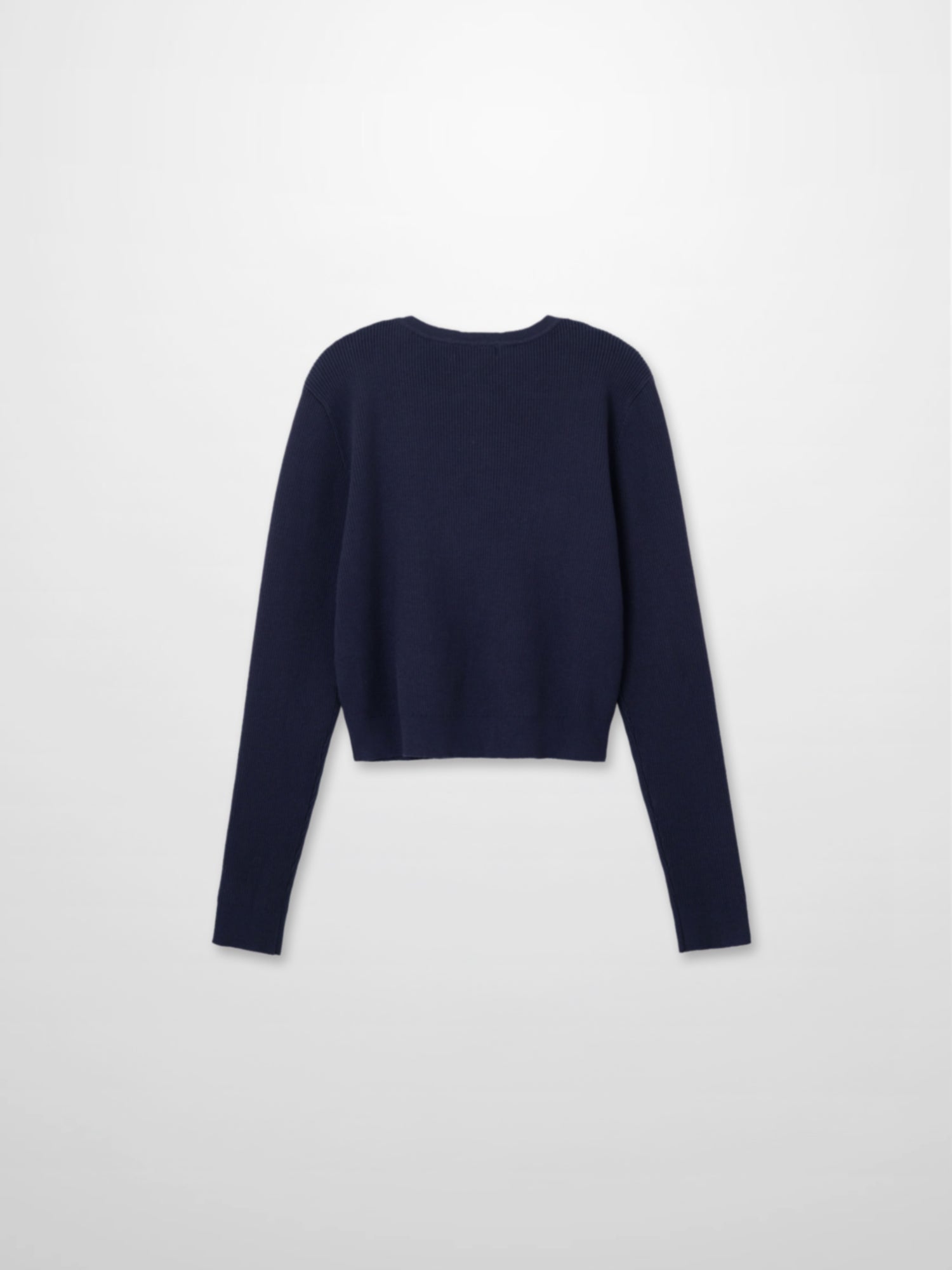 Ribbed Crew Neck Cardigan-True Navy