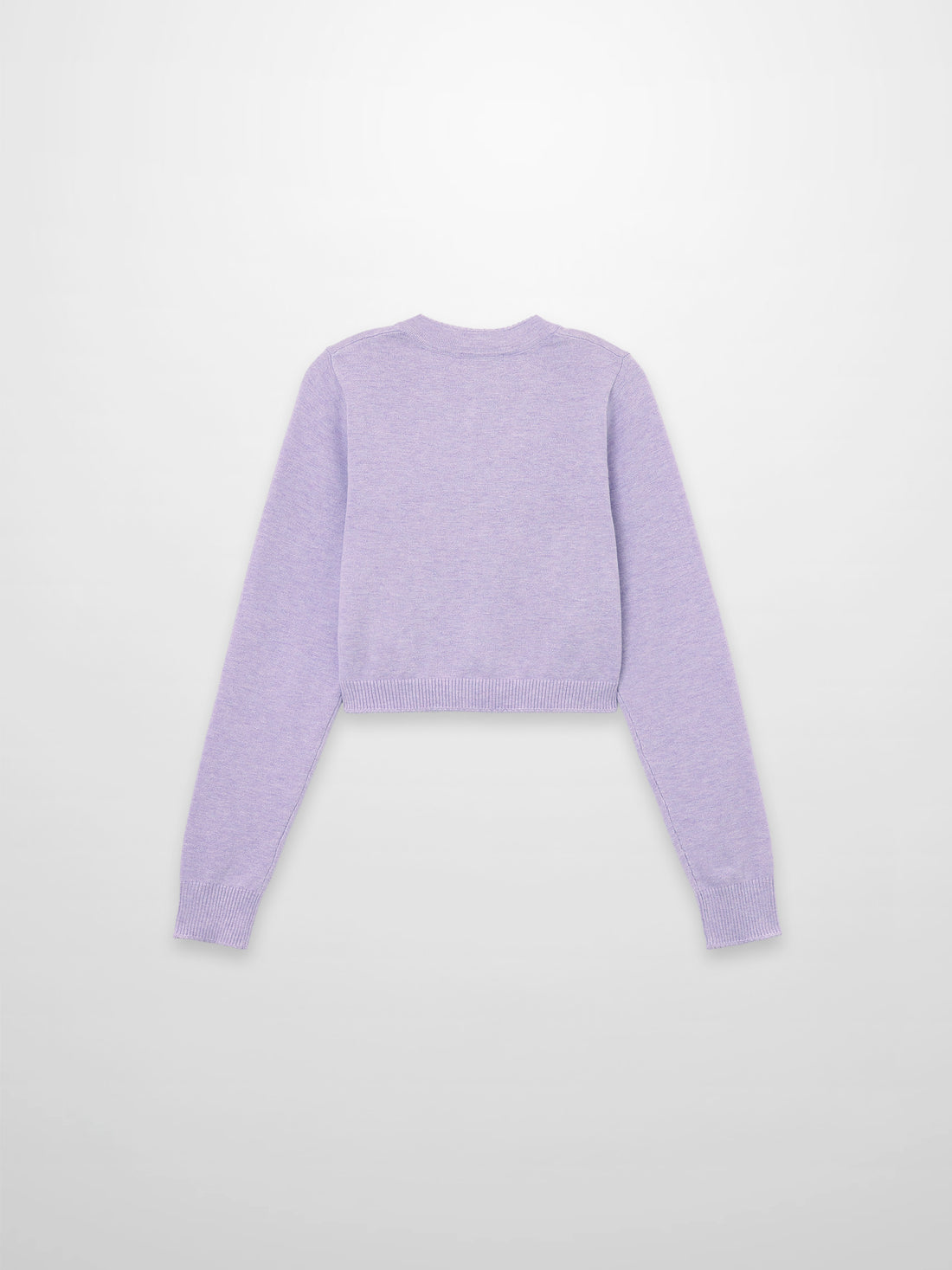 Trim Detail Crew Crop Cardigan-Heathered Lavander