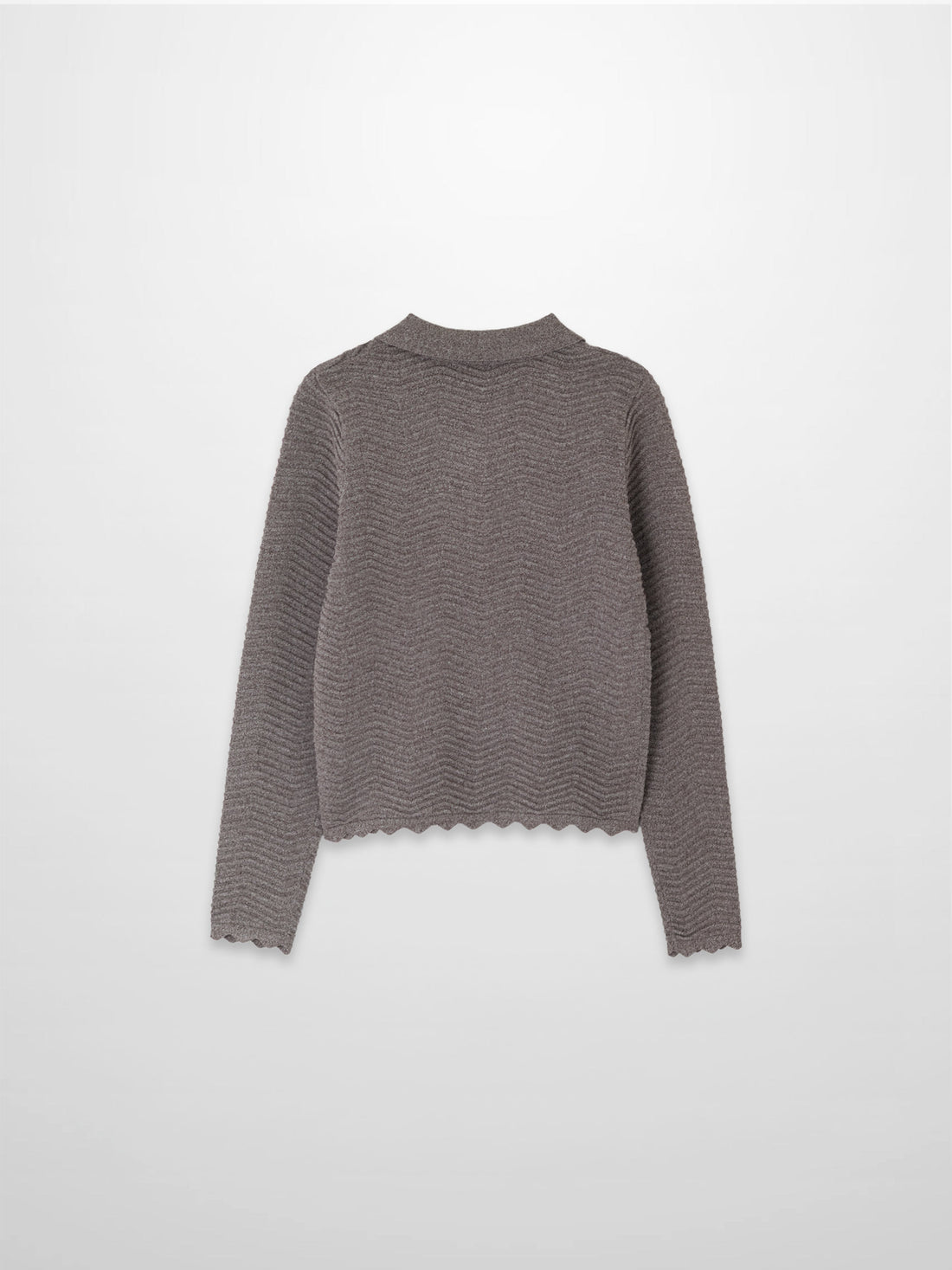 Wave Knit Cardigan-Heathered Brown