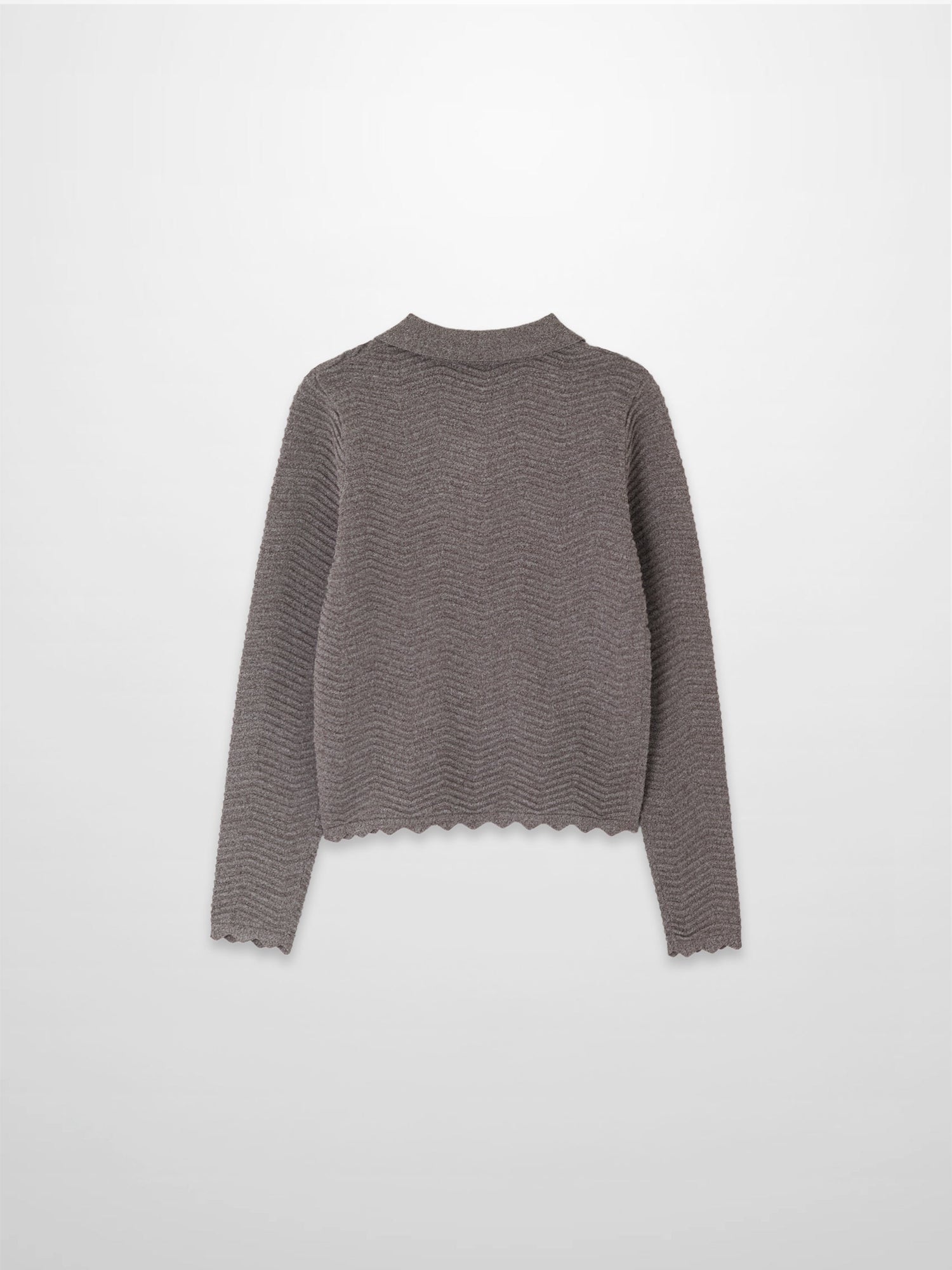 Wave Knit Cardigan-Heathered Brown