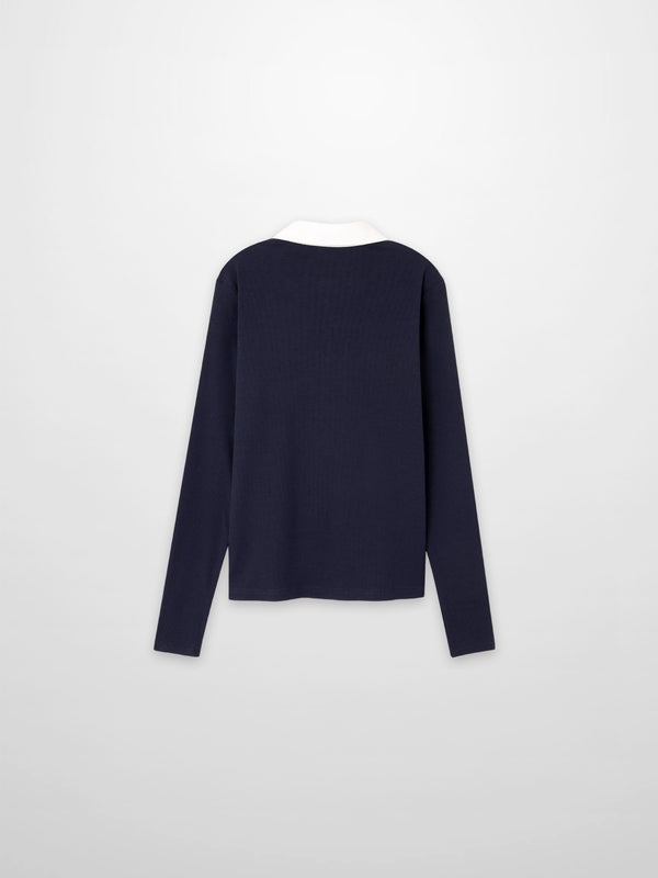 White Collar Polo-Navy