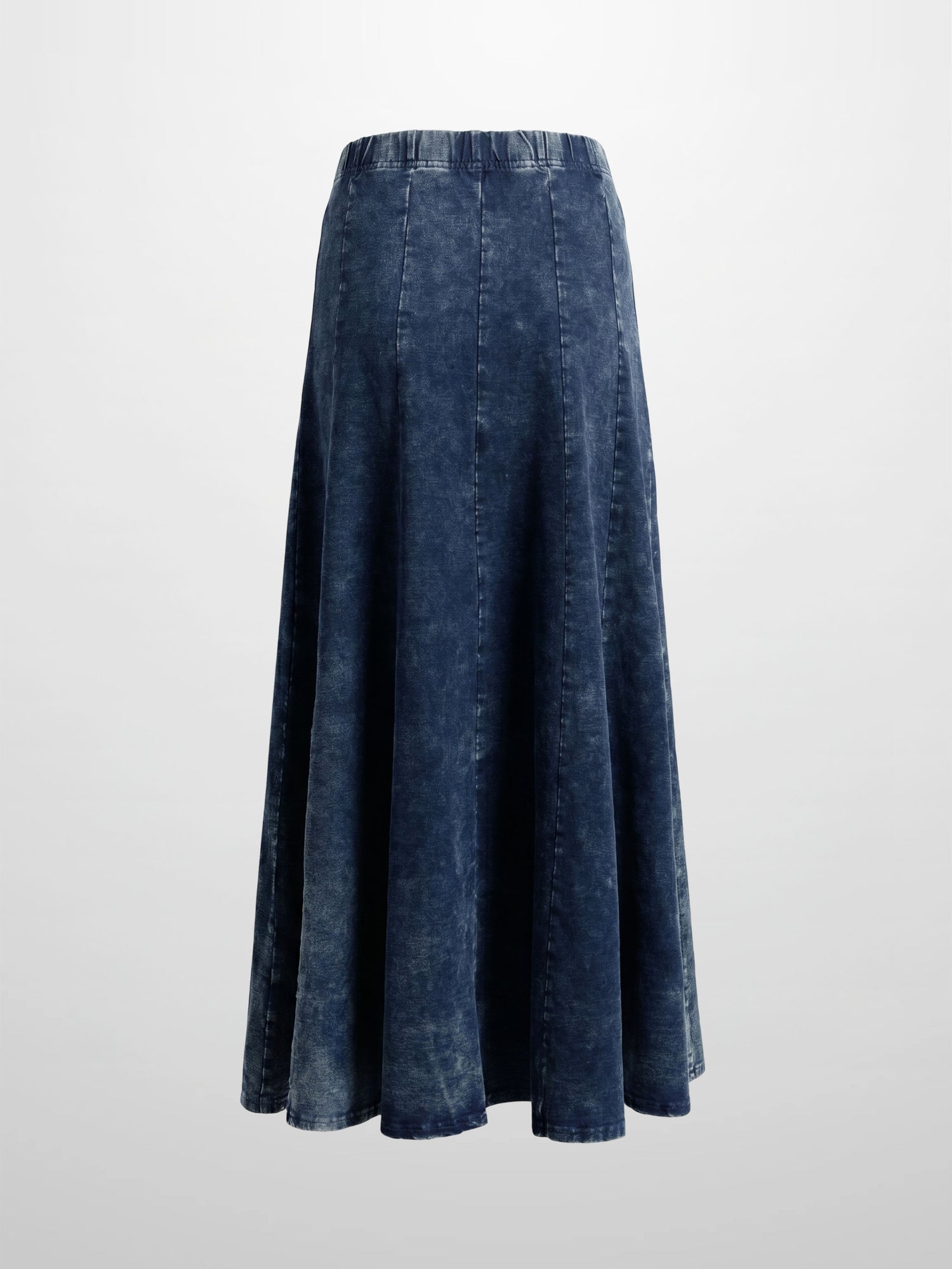Paneled Flare Skirt 37"-Dark Blue Wash