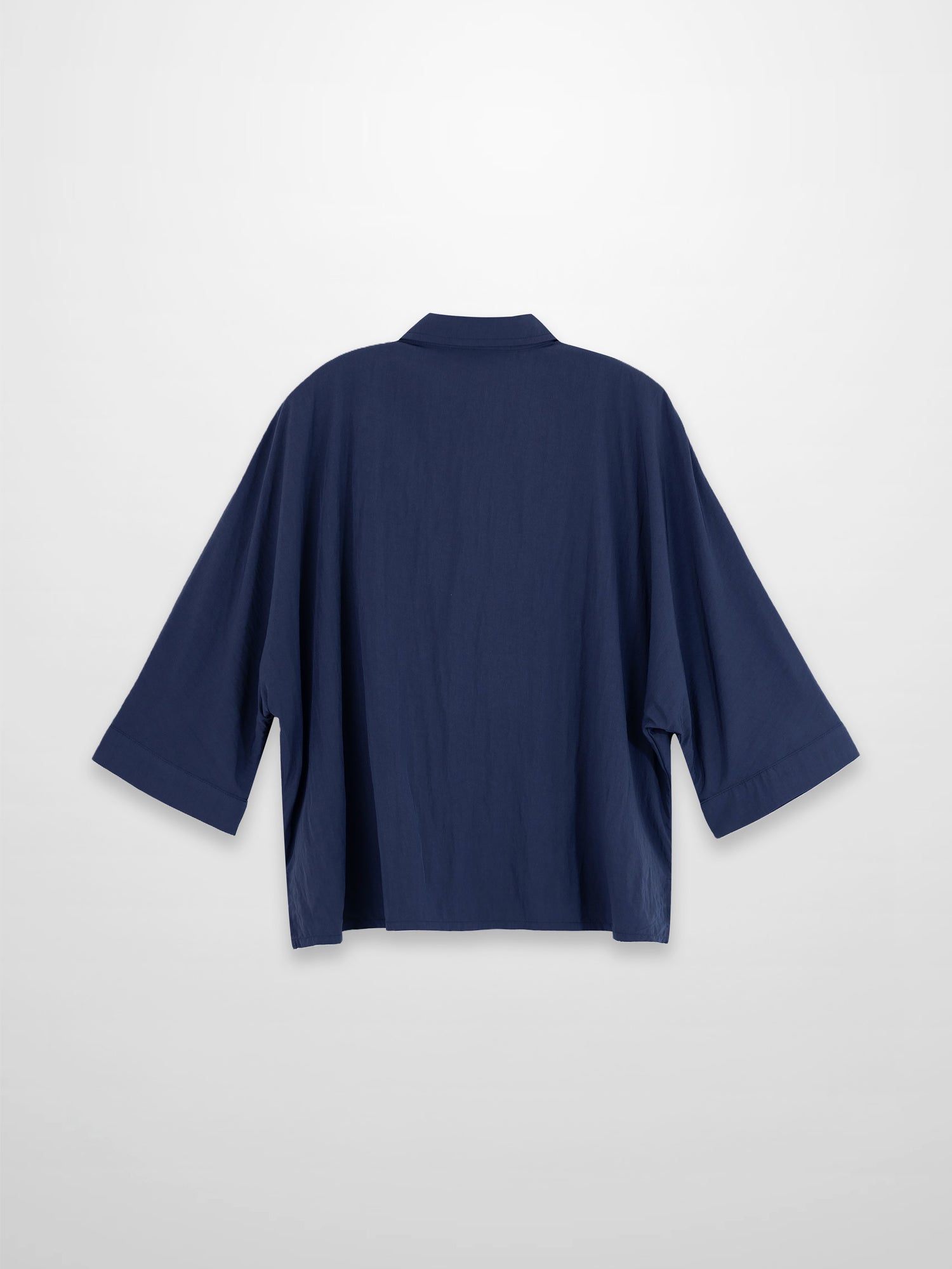 Boxy Dolman Sleeve Crinkle Blouse-Navy