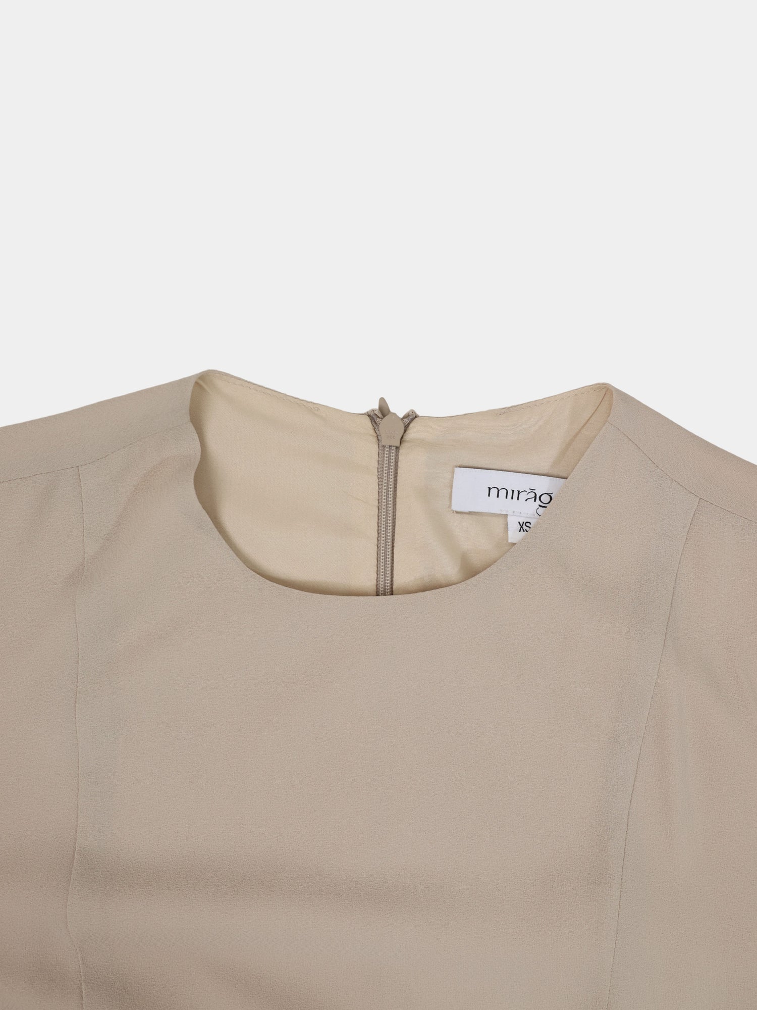 Lace Trim Crepe Dress-Sand