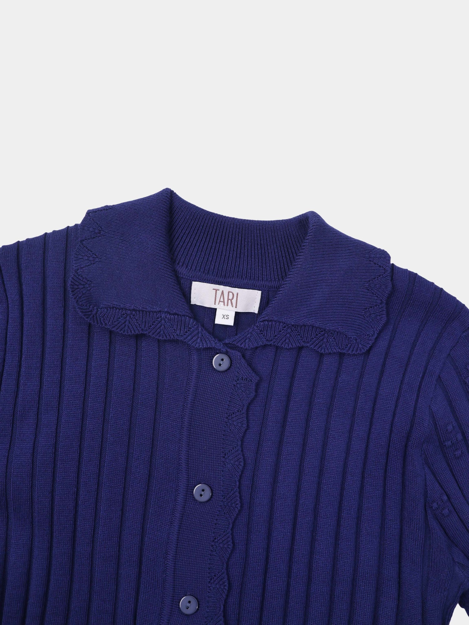 Scalloped Edge Cardigan-Navy