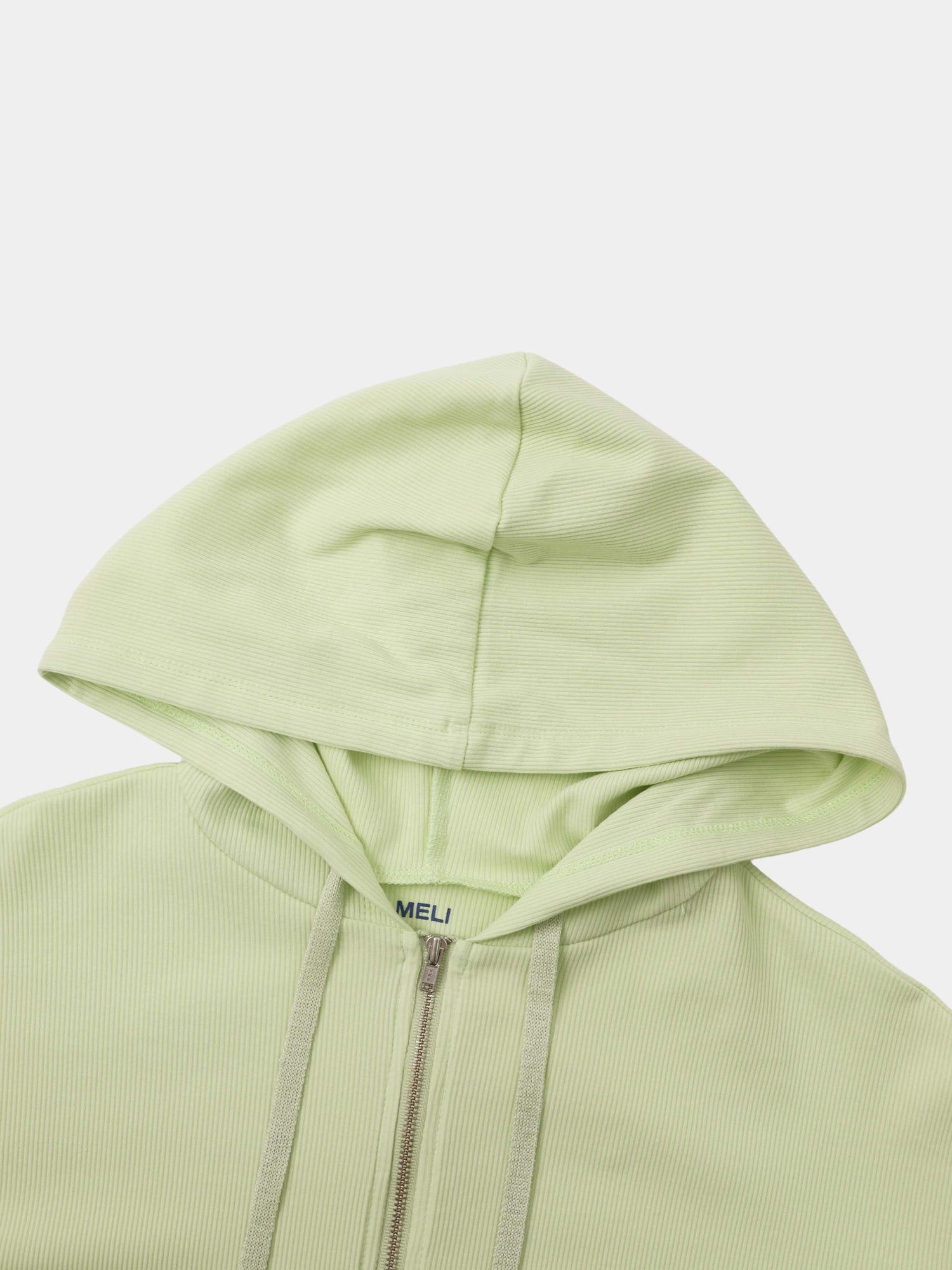 Ribbed Half Zip Hoodie Tee-Mint