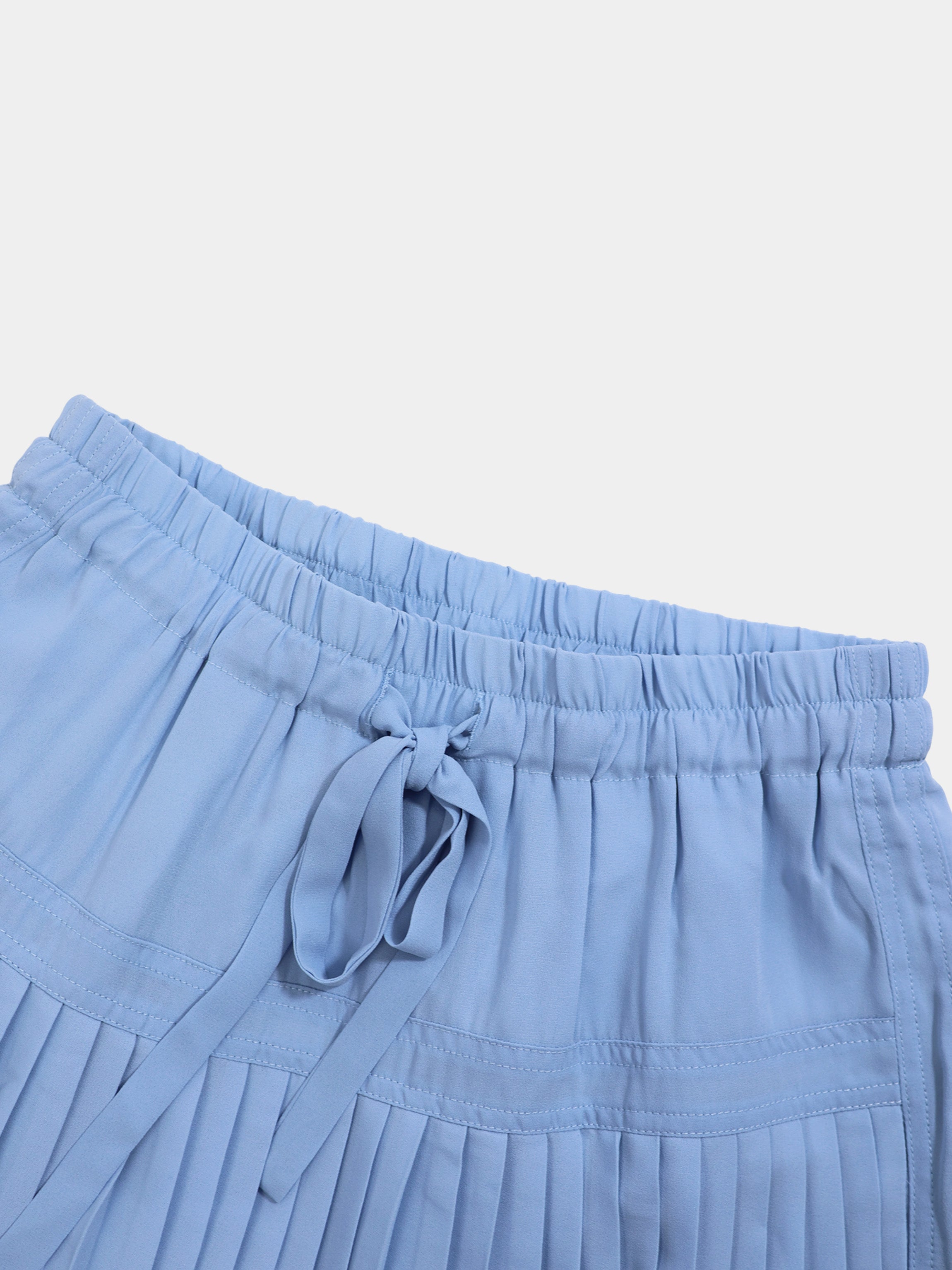 Chiffon Drop Waist Pleat Skirt-Light Blue