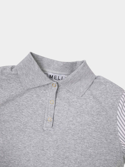 Shirt Back Polo T-Shirt-Heather Grey