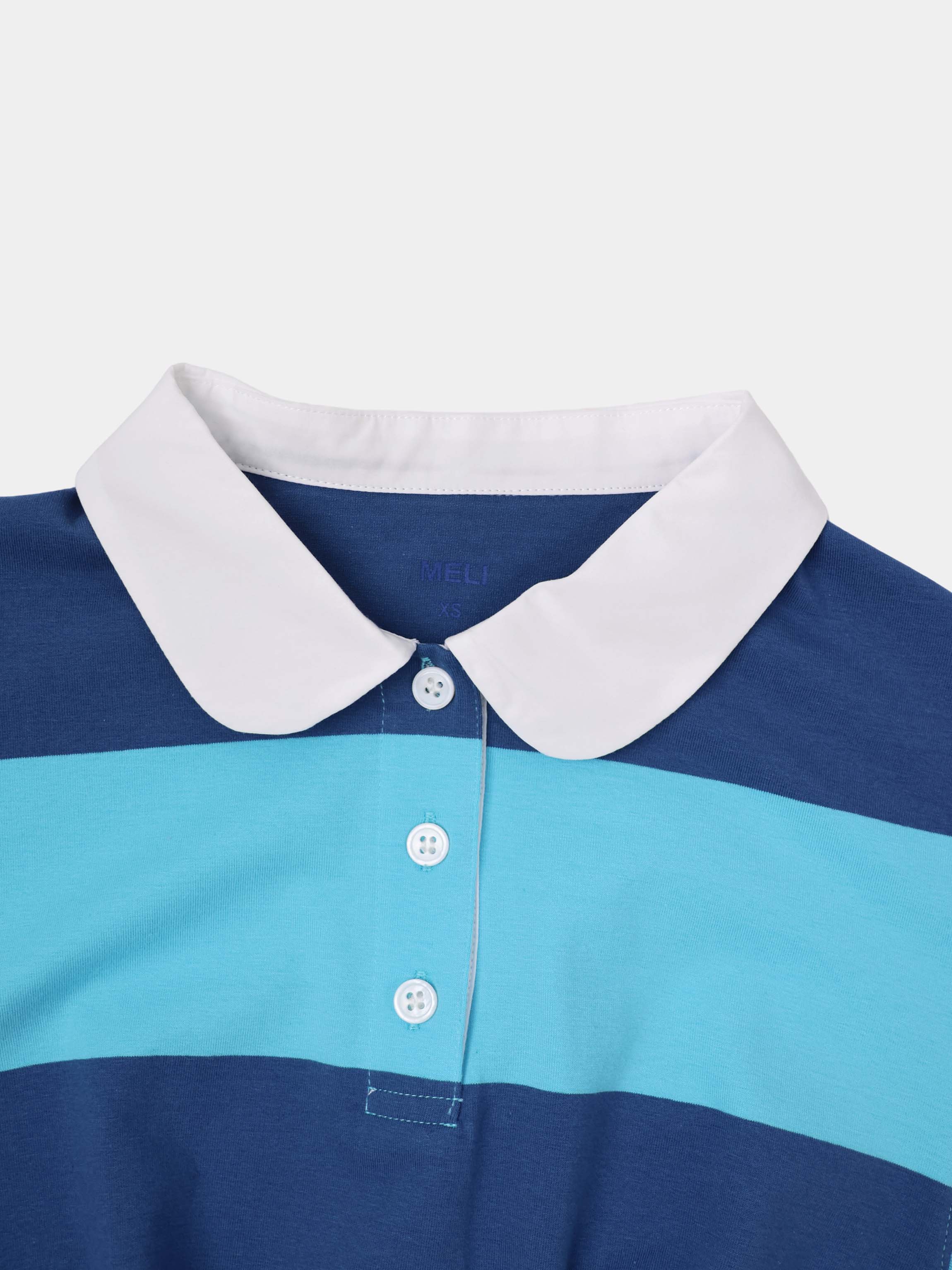 Striped Tie Bottom T-Shirt-Blue