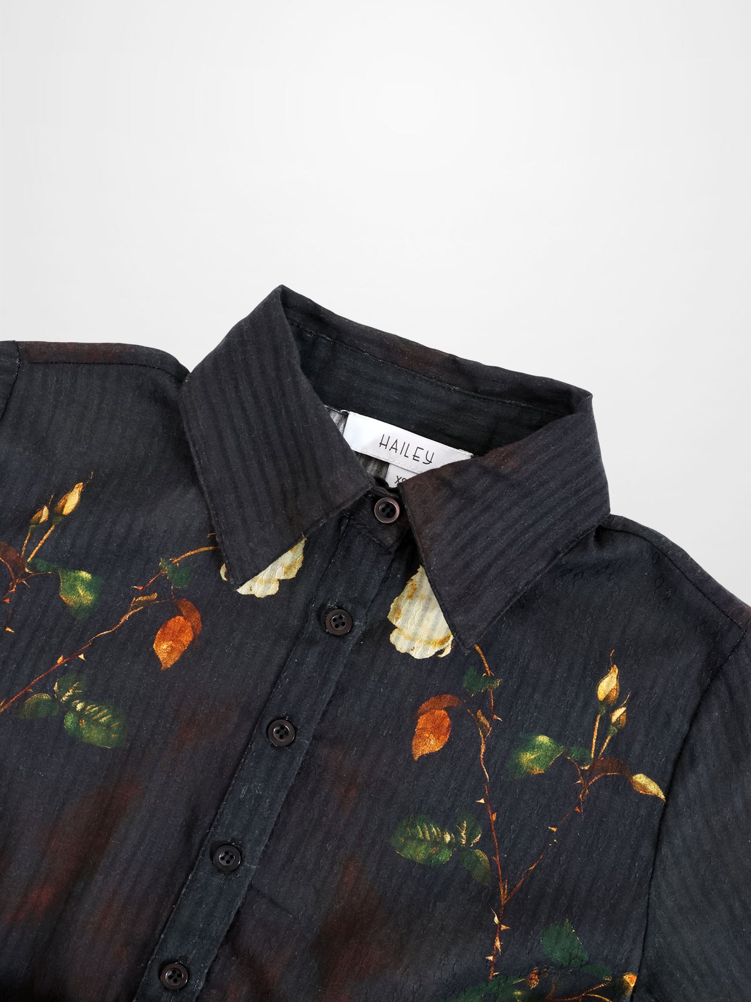 Lightweight Shirtdress-Black Floral