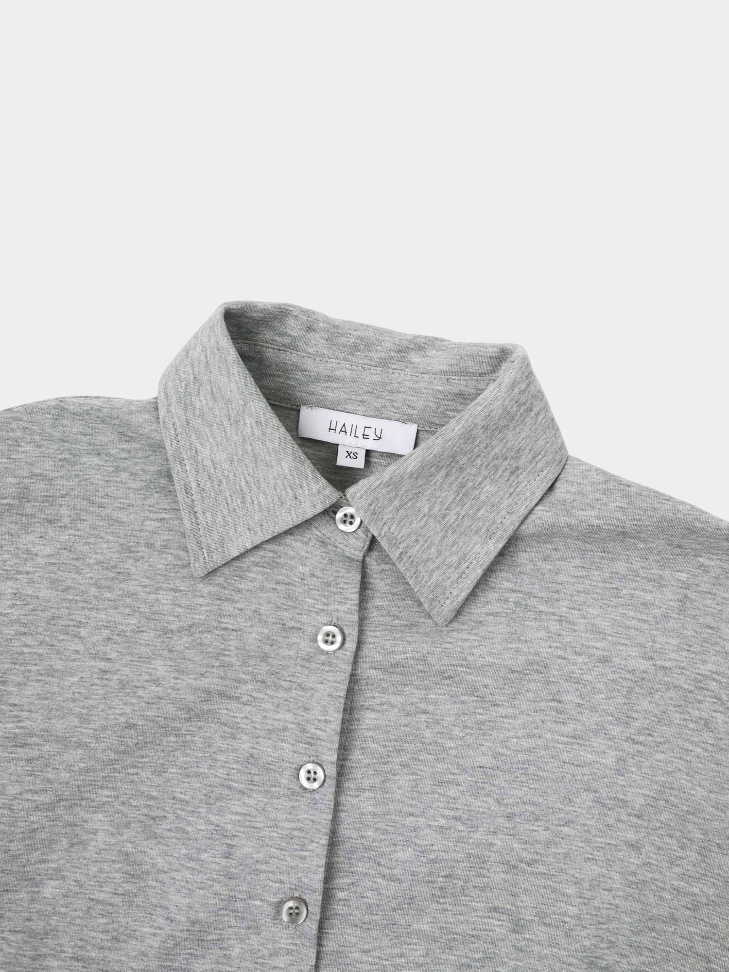 Waist Tie Button Down T-Shirt Dress-Heather Grey