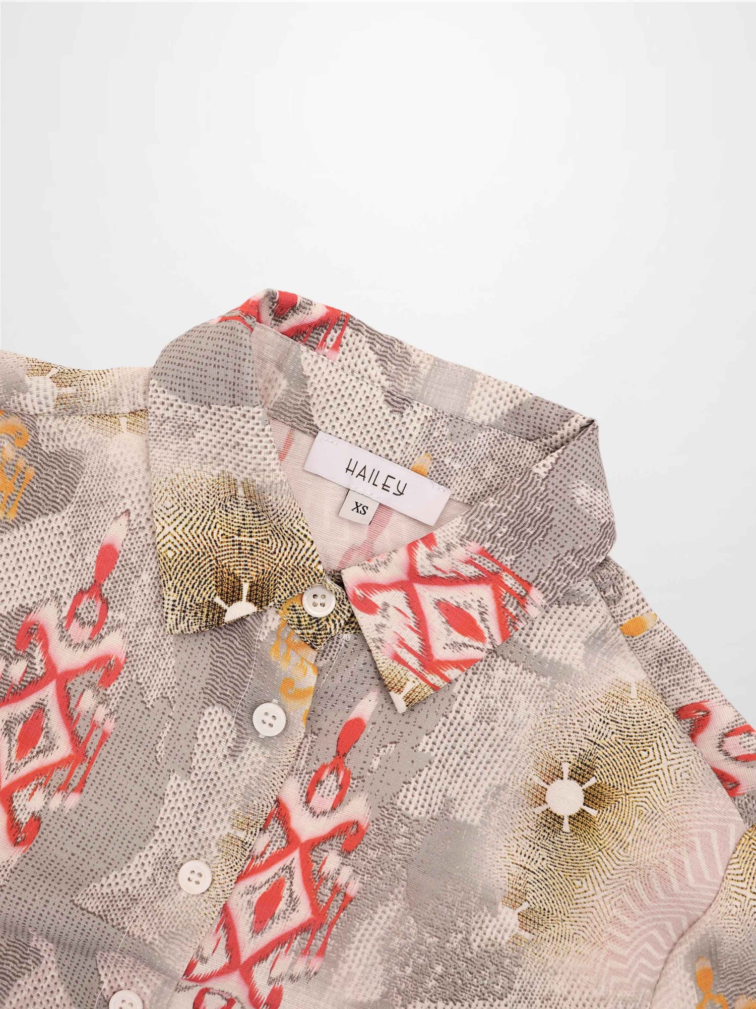 Button Down Collared Blouse-Ombre Print