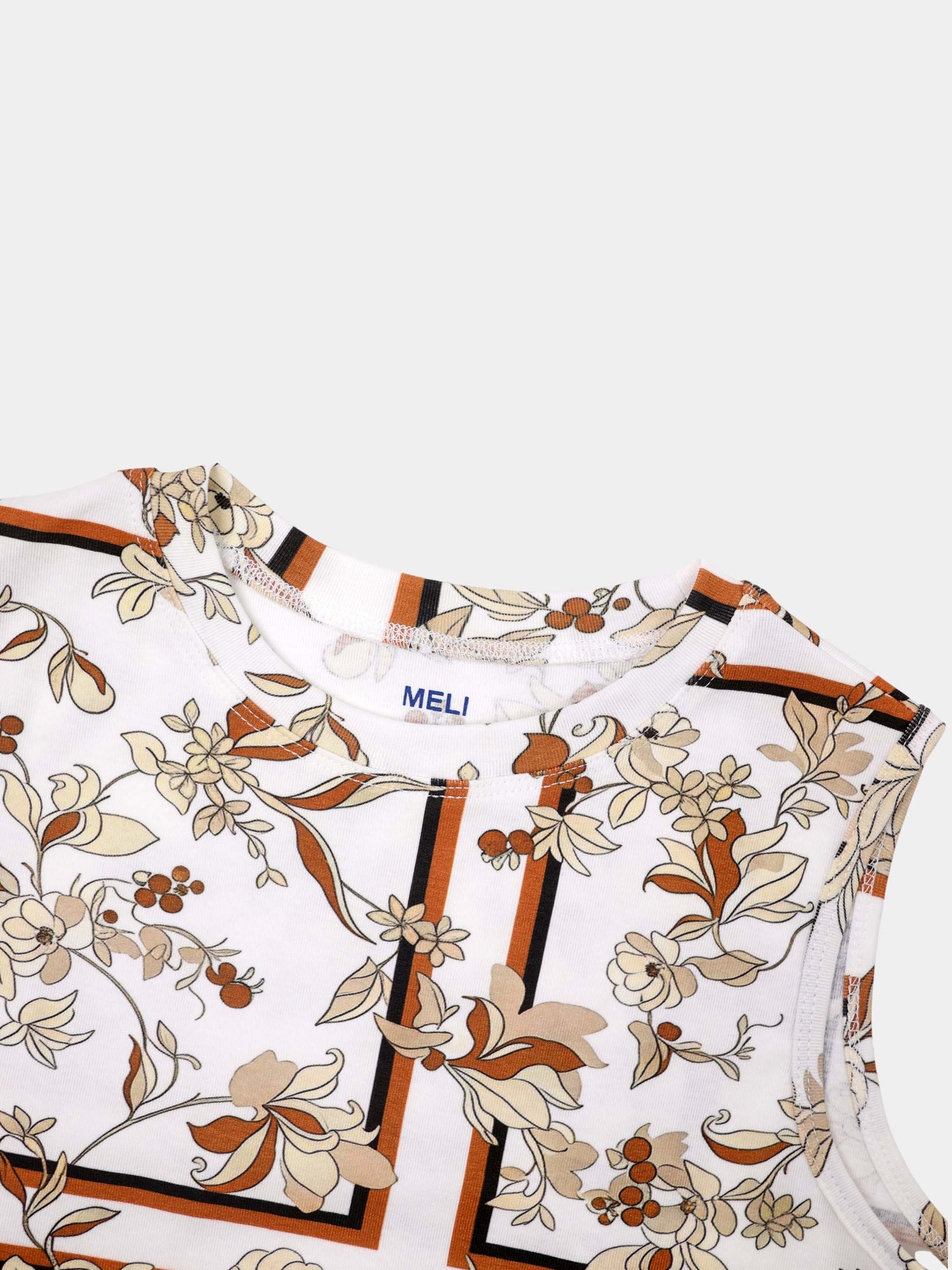 Sleeveless Tee-Windowpane Floral
