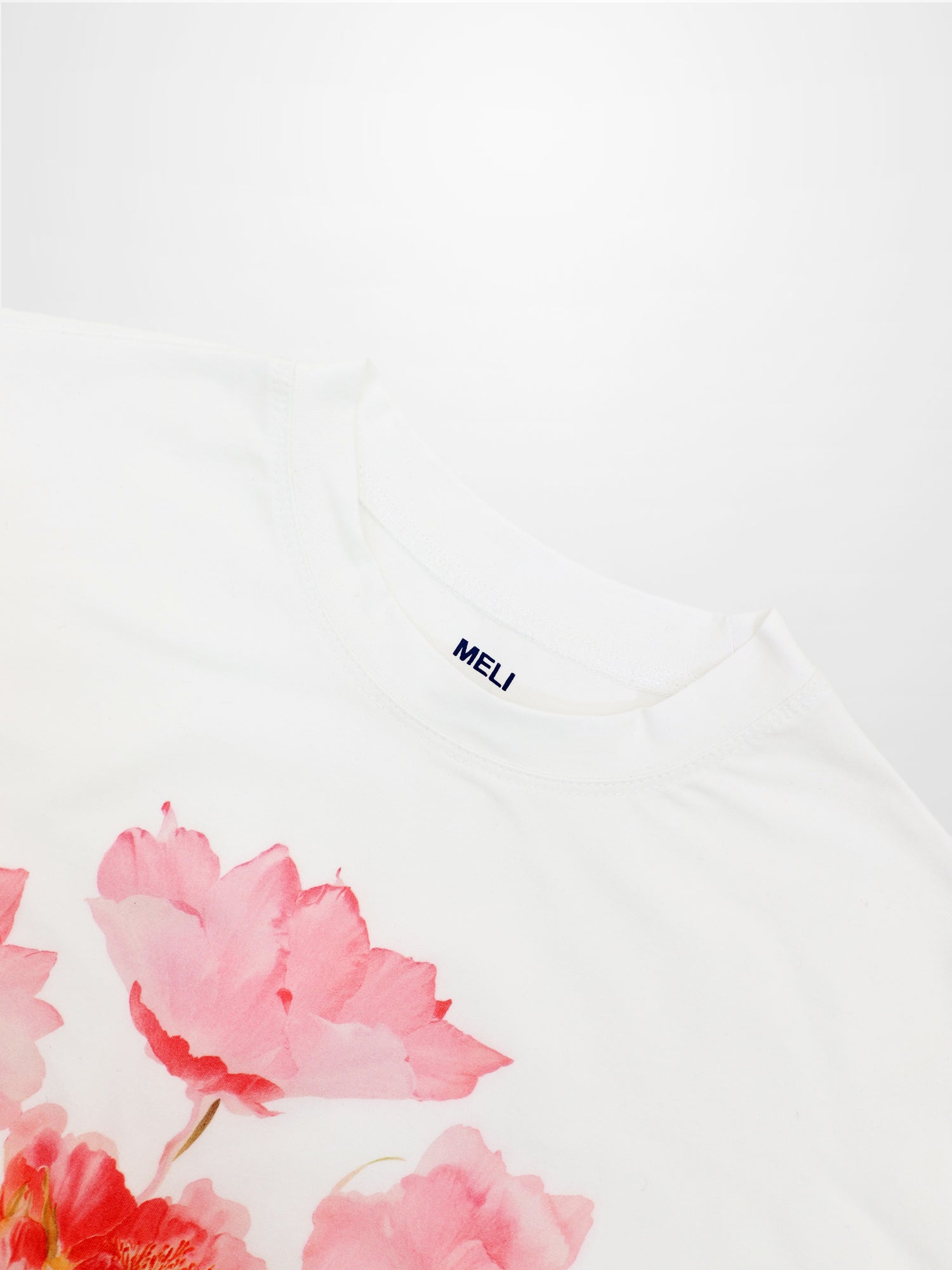 Motif Printed Tee-Pink Flower