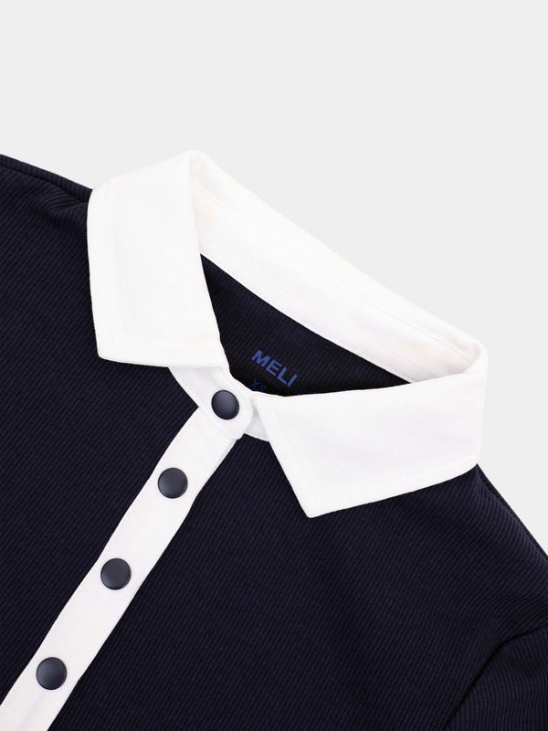 White Collar Polo-Navy