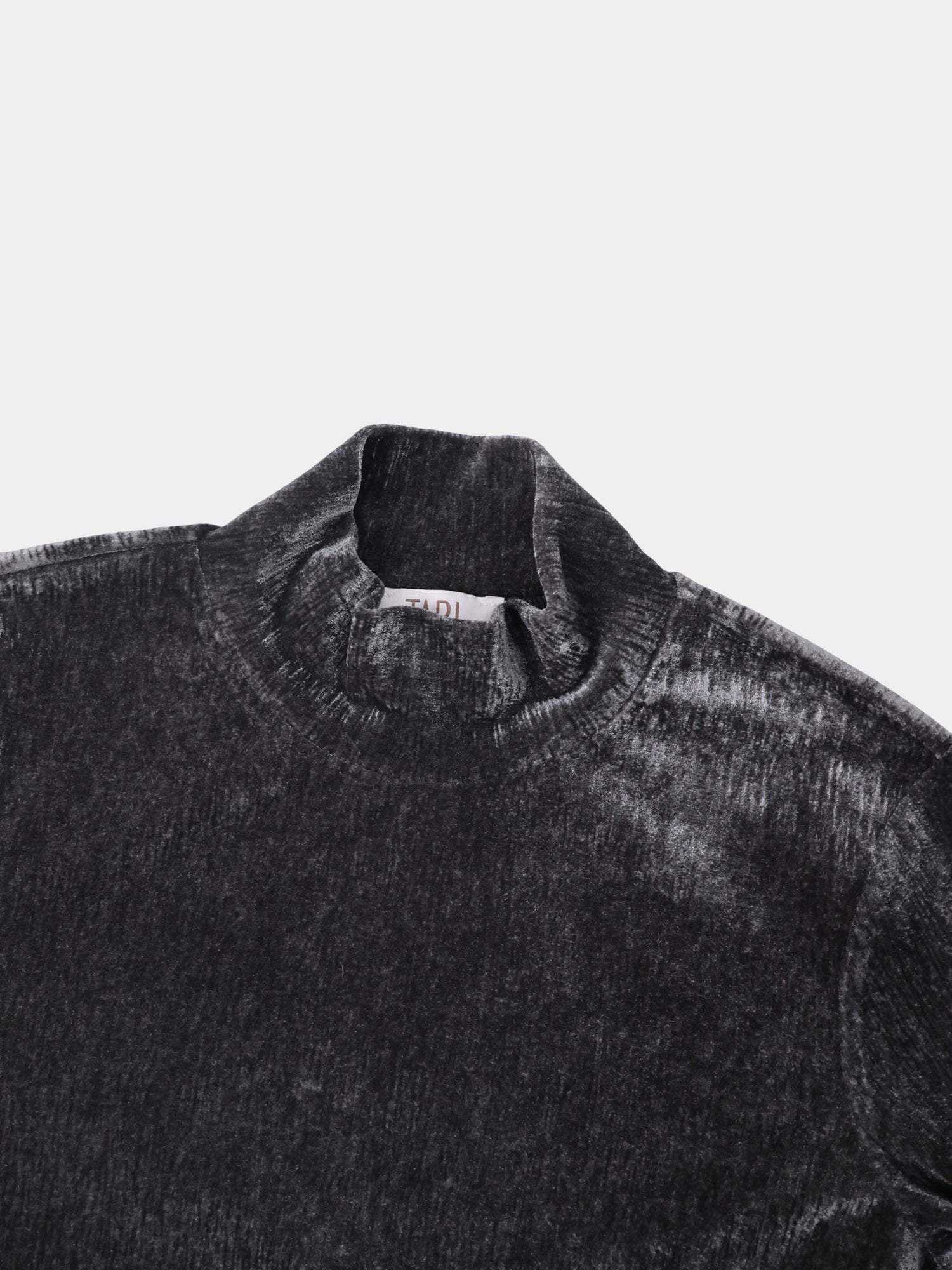Textured Velour Turtleneck - Dark Grey
