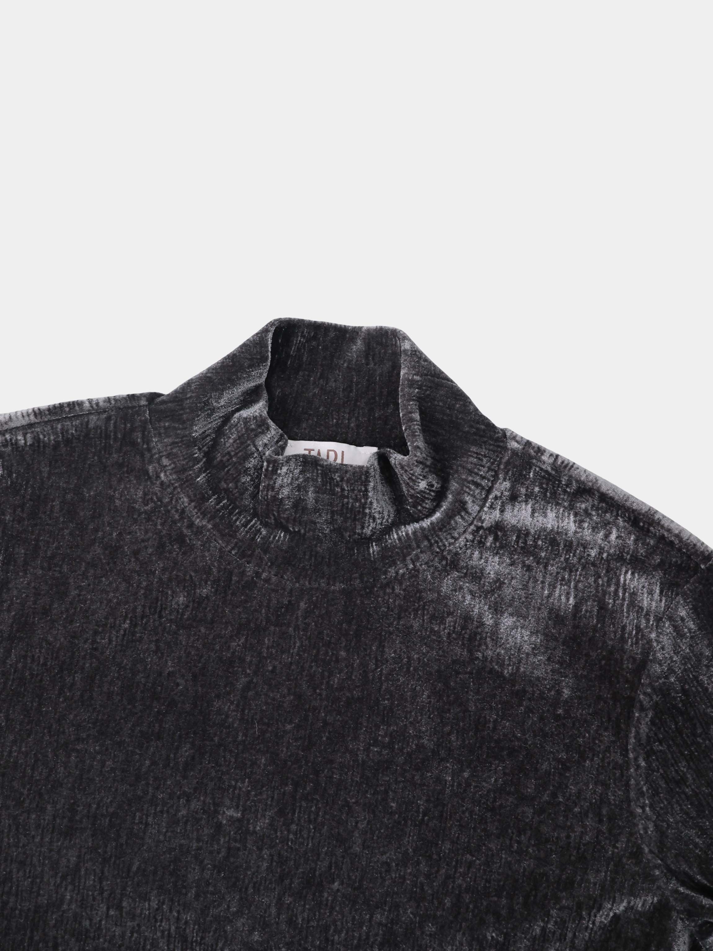 Textured Velour Turtleneck - Dark Grey