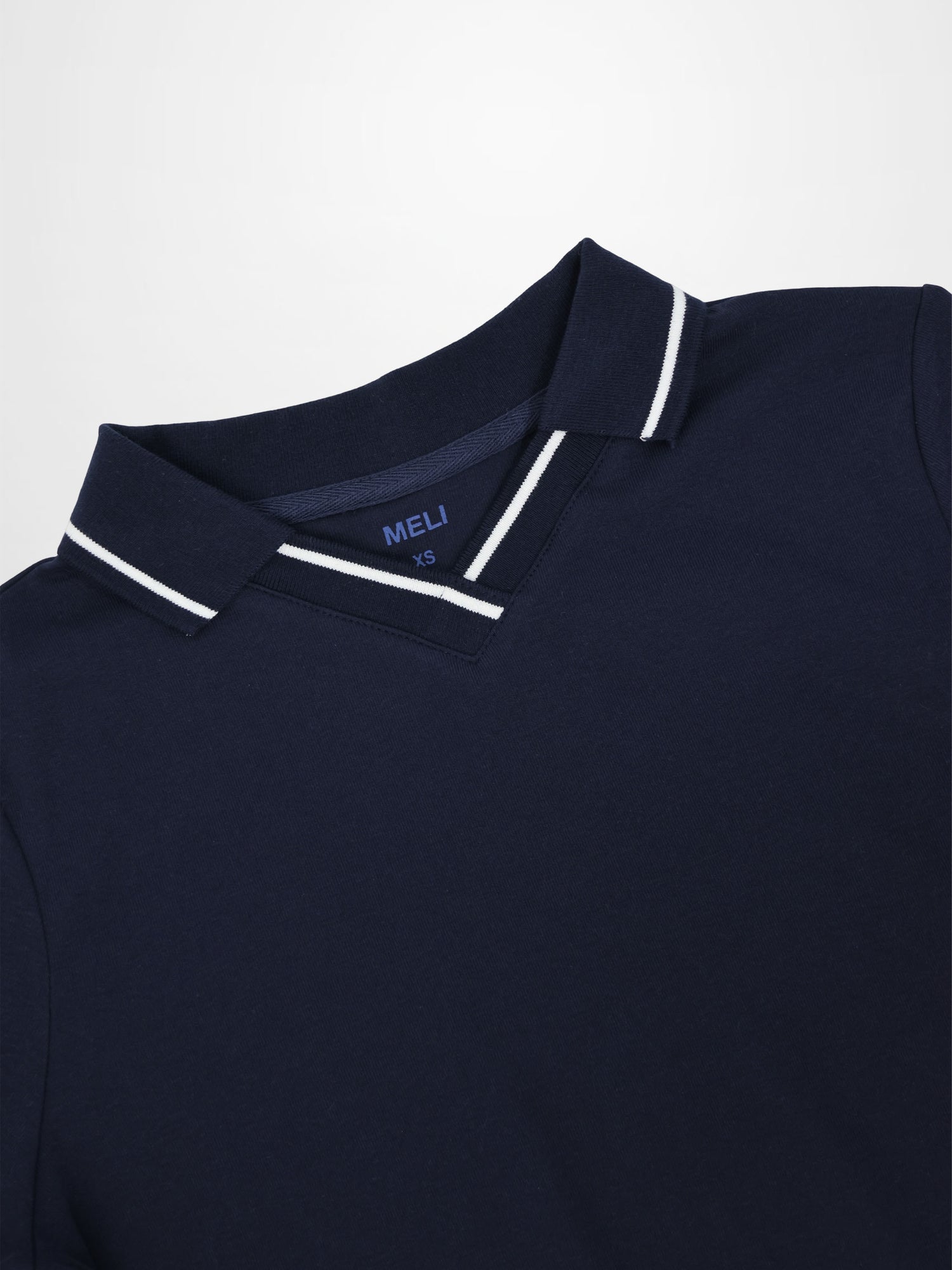 Collared High V T-Shirt-Navy
